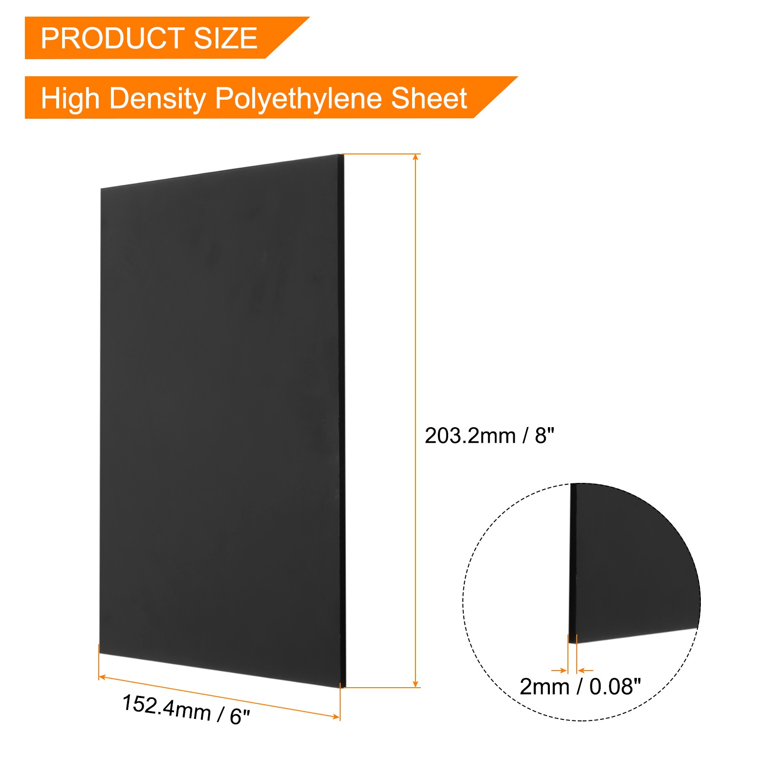 UHMW Ultra High Molecular Weight Polyethylene Sheet, 1/16″ Thick 6″x8” Black