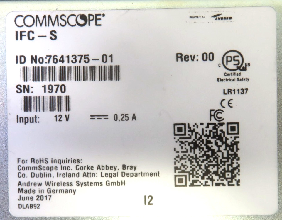 COMMSCOPE IFC-S Interface Card 7641375-01, OPEN BOX