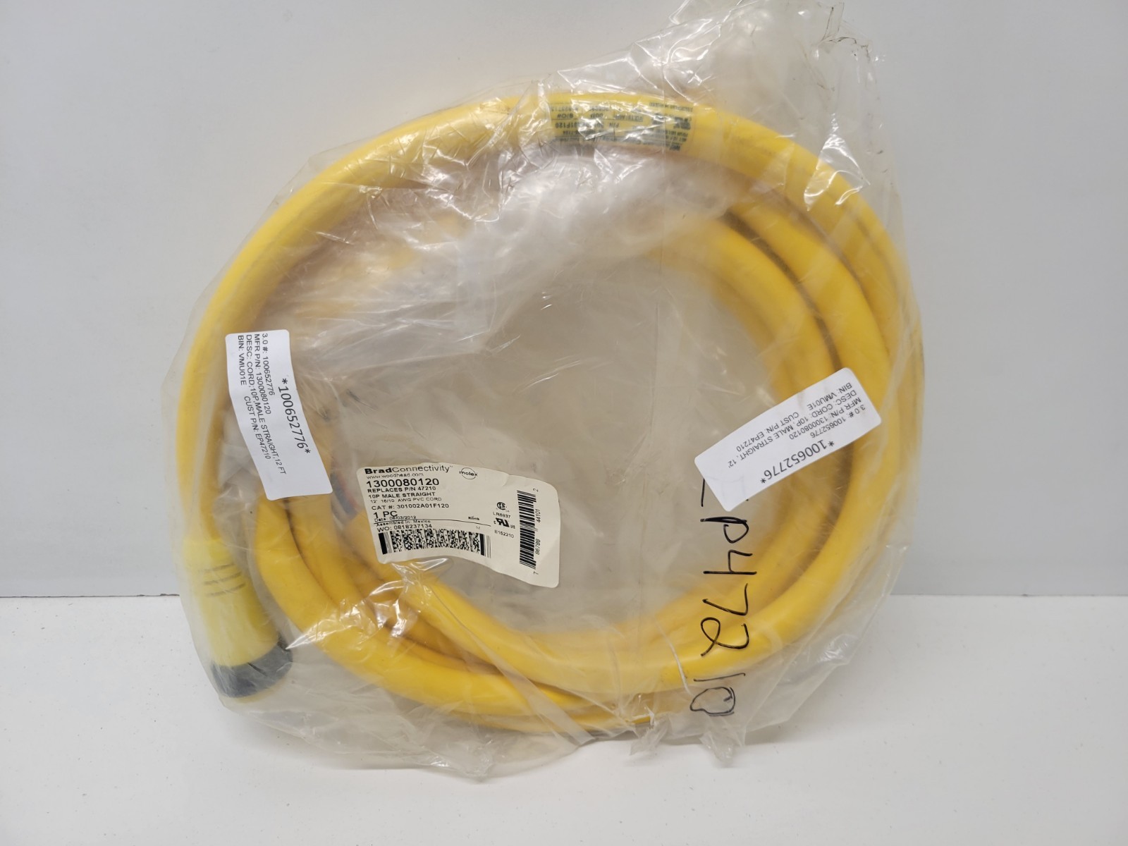 NEW OLD STOCK! WOODHEAD BRAD CONNECTIVITY 10P MALE CORDSET 1300080120