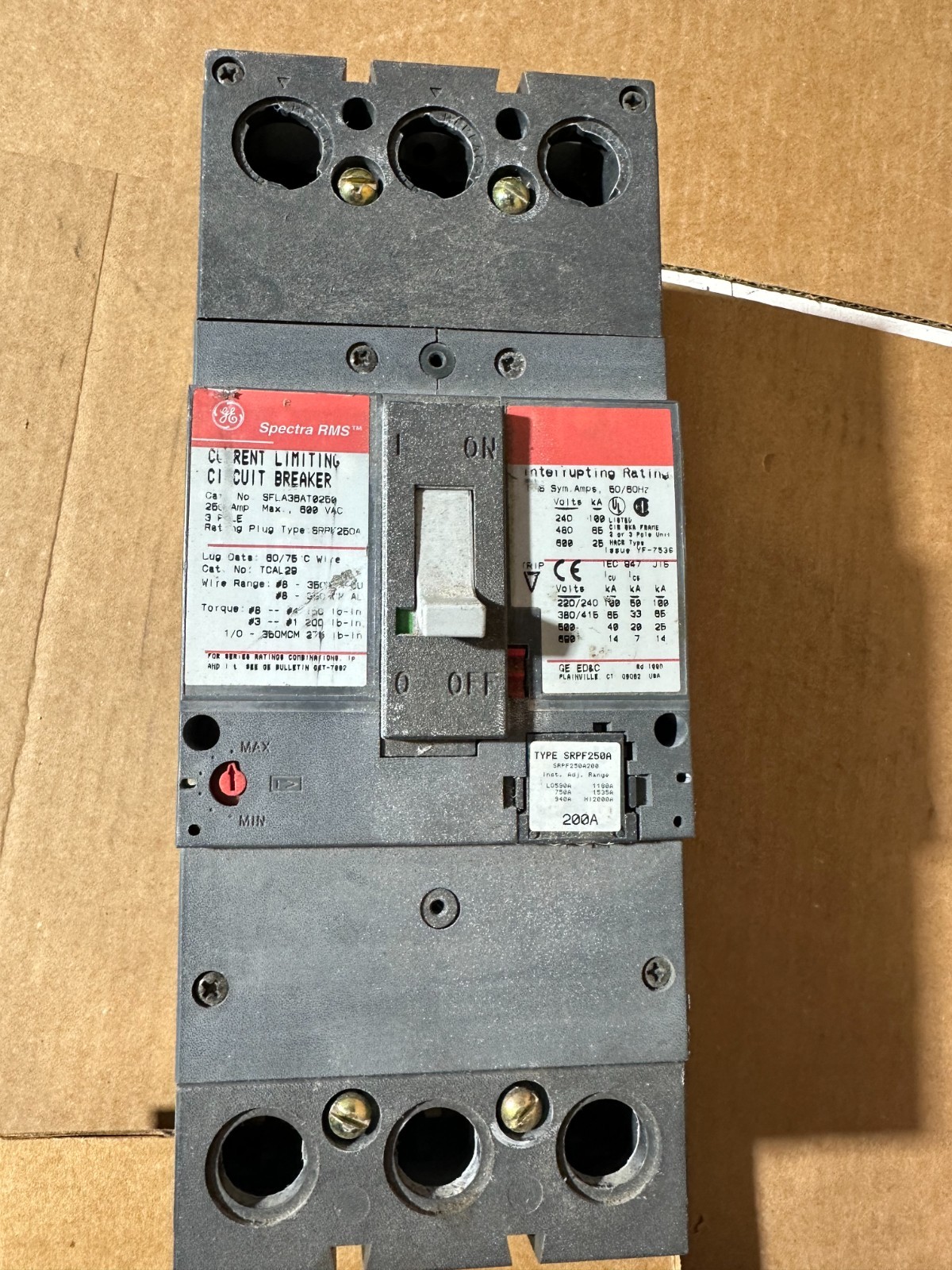 GE SPECTRA RMS SFLA36AT0250 250 AMP BREAKER