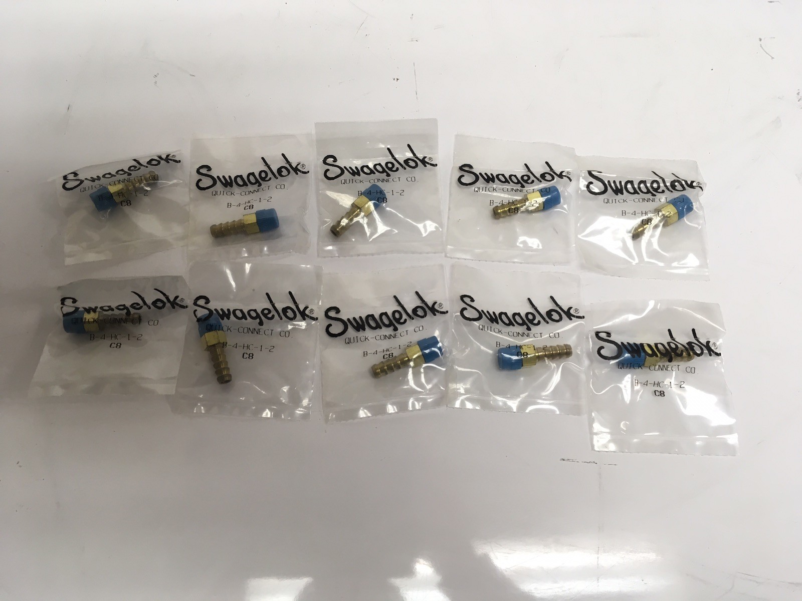 10 NEW Swagelok B-4-HC-1-2 Brass Connector 1/8 in Male NPT to 1/4 in Hose Barb