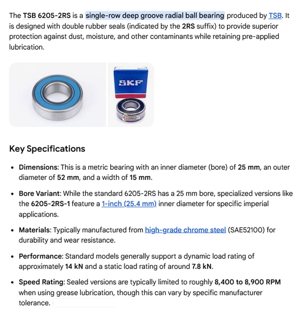1 NEW TSB 6205-2RS RADIAL DEEP GROOVE BALL BEARING W/ SNAP RING NNB *MAKE OFFER*