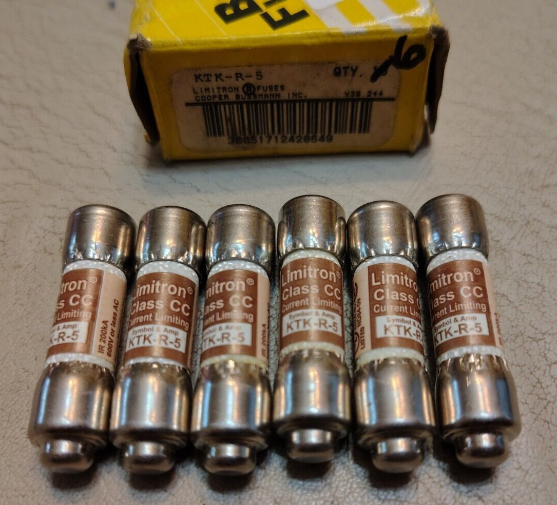 LOT OF 6 PCS Bussmann KTK-R-5 Limitron Fuse KTKR5 Cooper