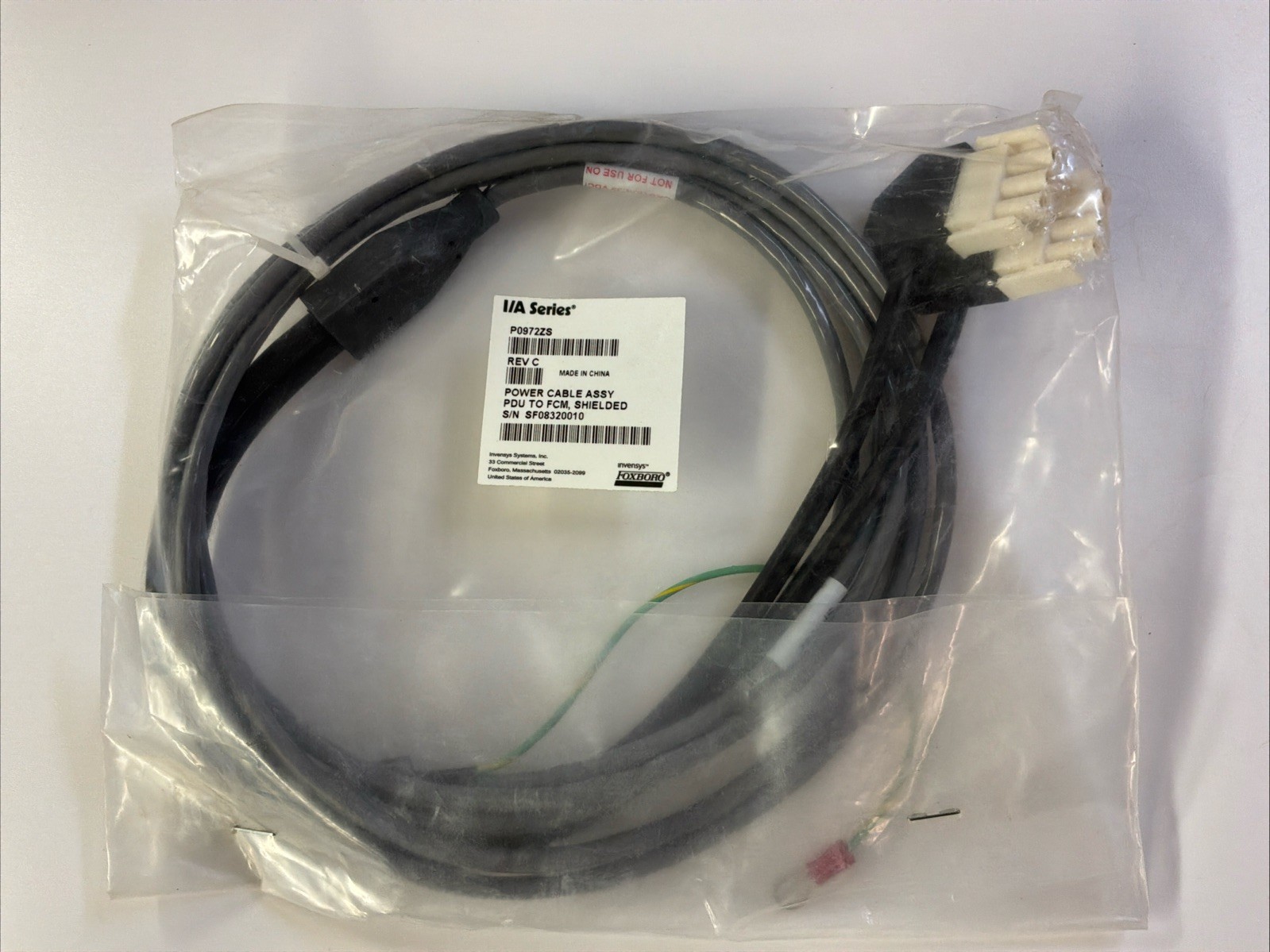 Foxboro P0972ZS Rev C I/A Series Power Cable Assy PDU to FCM Shielded NOS