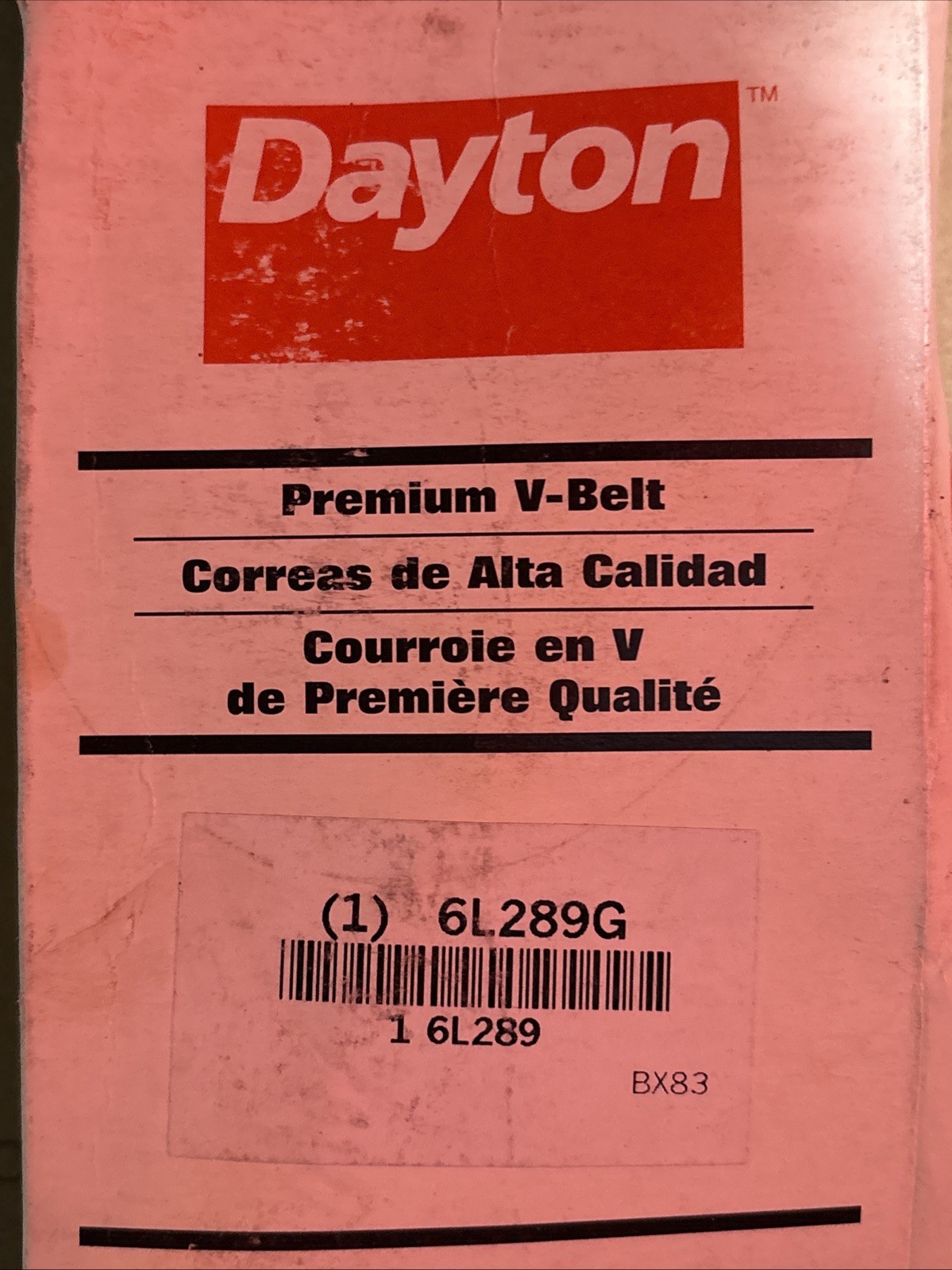 Dayton 6L289G Cogged V-Belt 1 Rib BX83 New …
