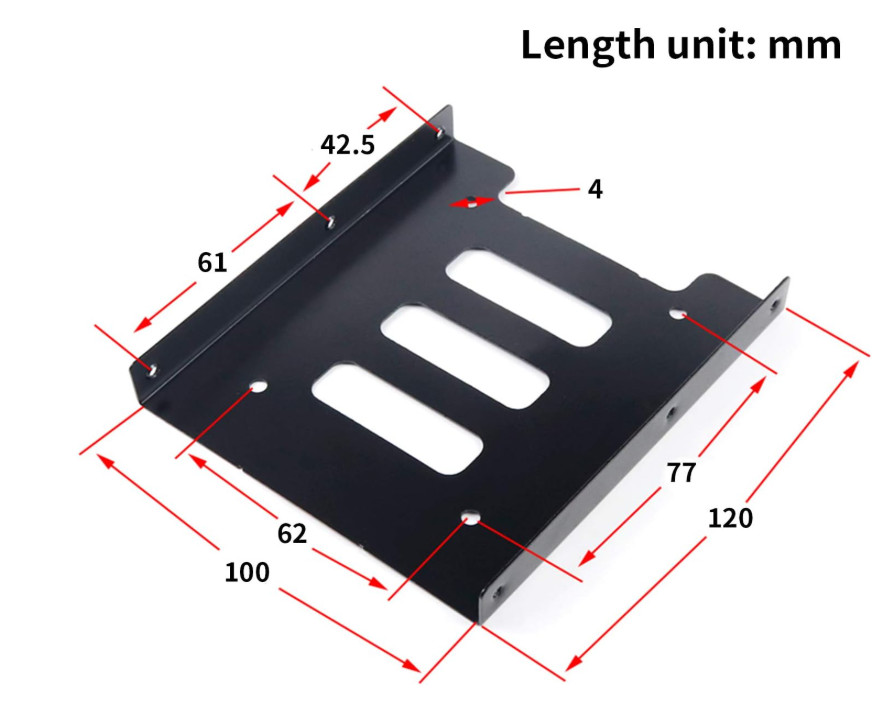 HDD SSD Mounting Bracket 2.5 to 3.5 Adapter Hard Drive Holder (Single Drive, 2 P