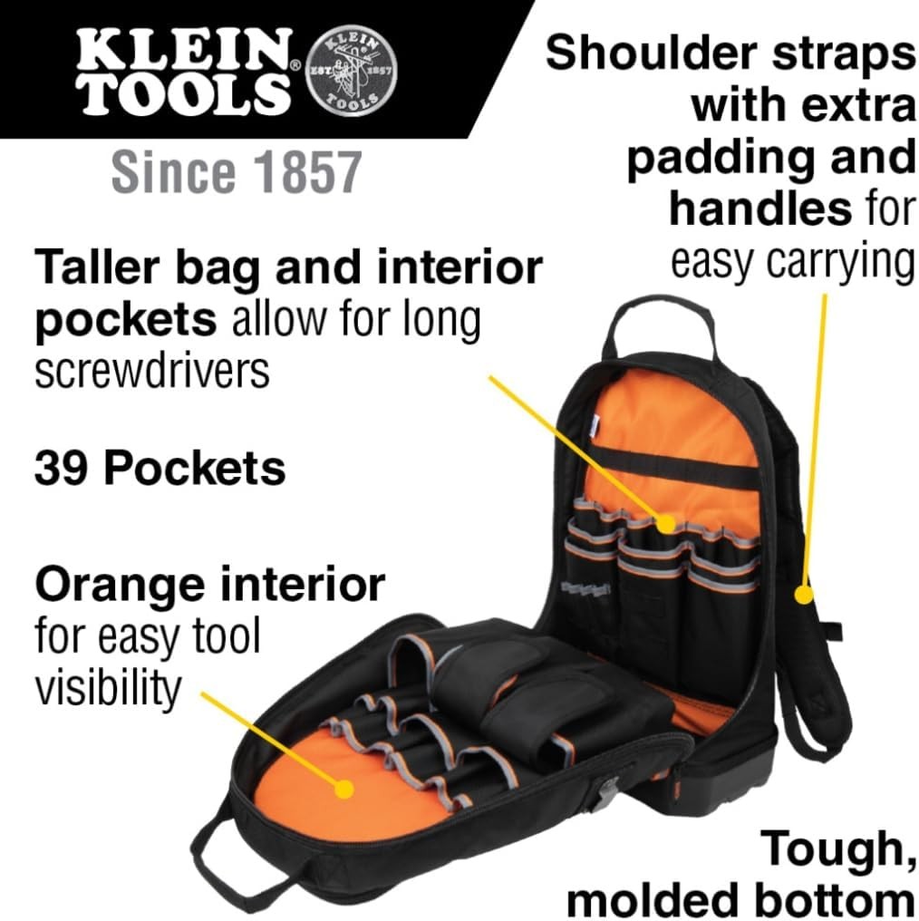 Klein Tools Tradesman Pro Tool Backpack 39 Pockets