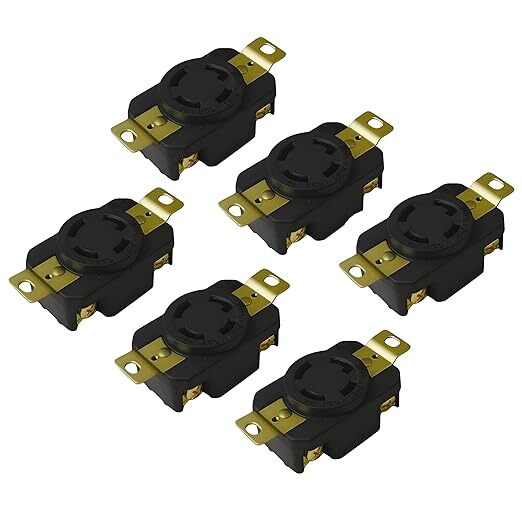 6-Pack OCSParts NEMA L15-30LR Ground Locking Receptacle Plug | 250VAC – 30A