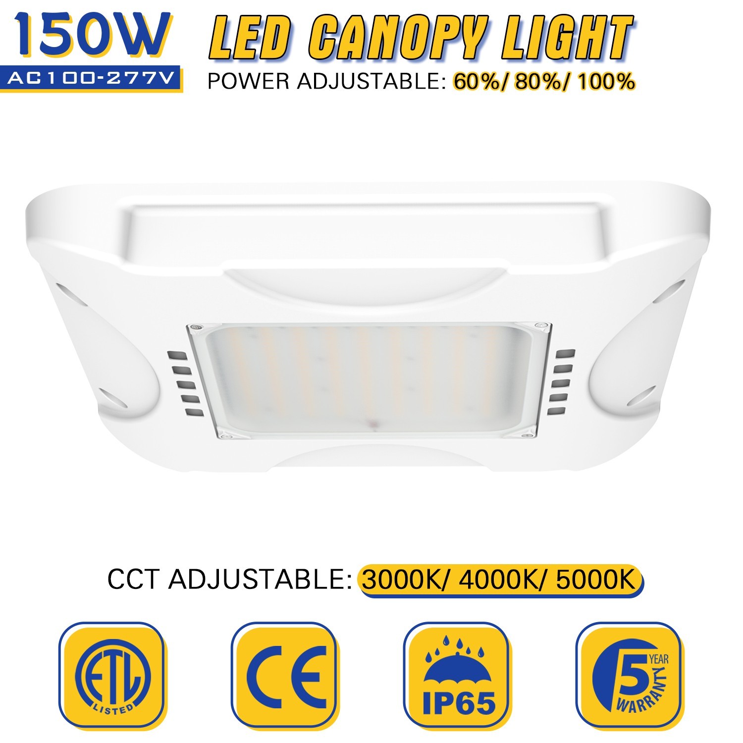 150W LED Canopy Light Commercial Parking Lot Gas Station Lighting with photocell