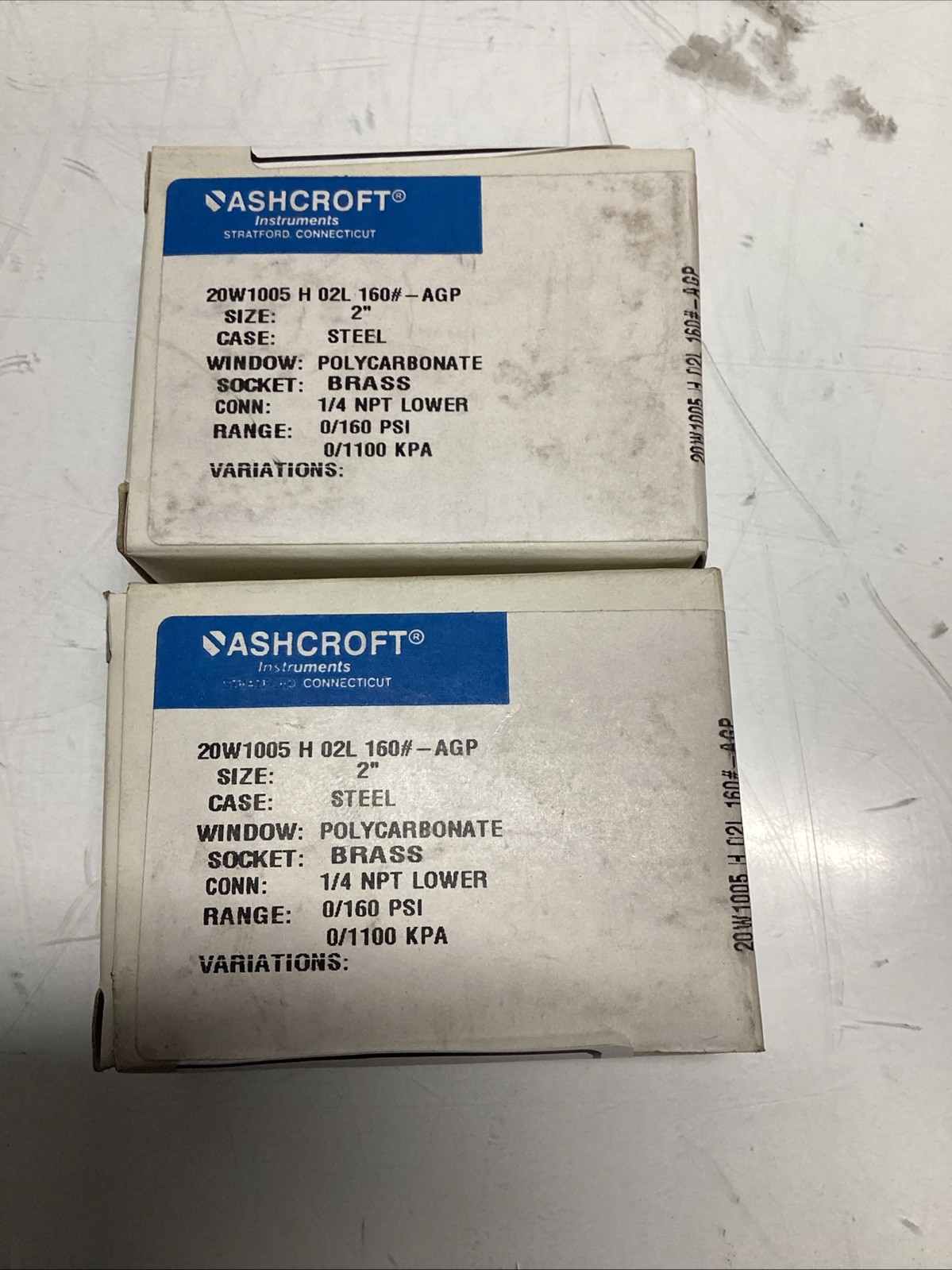 ASHCROFT 2″ 0-160 PSI 1/4″ PRESSURE GAUGES 20W-1005-H-02L-160 Lot Of 2 T-200