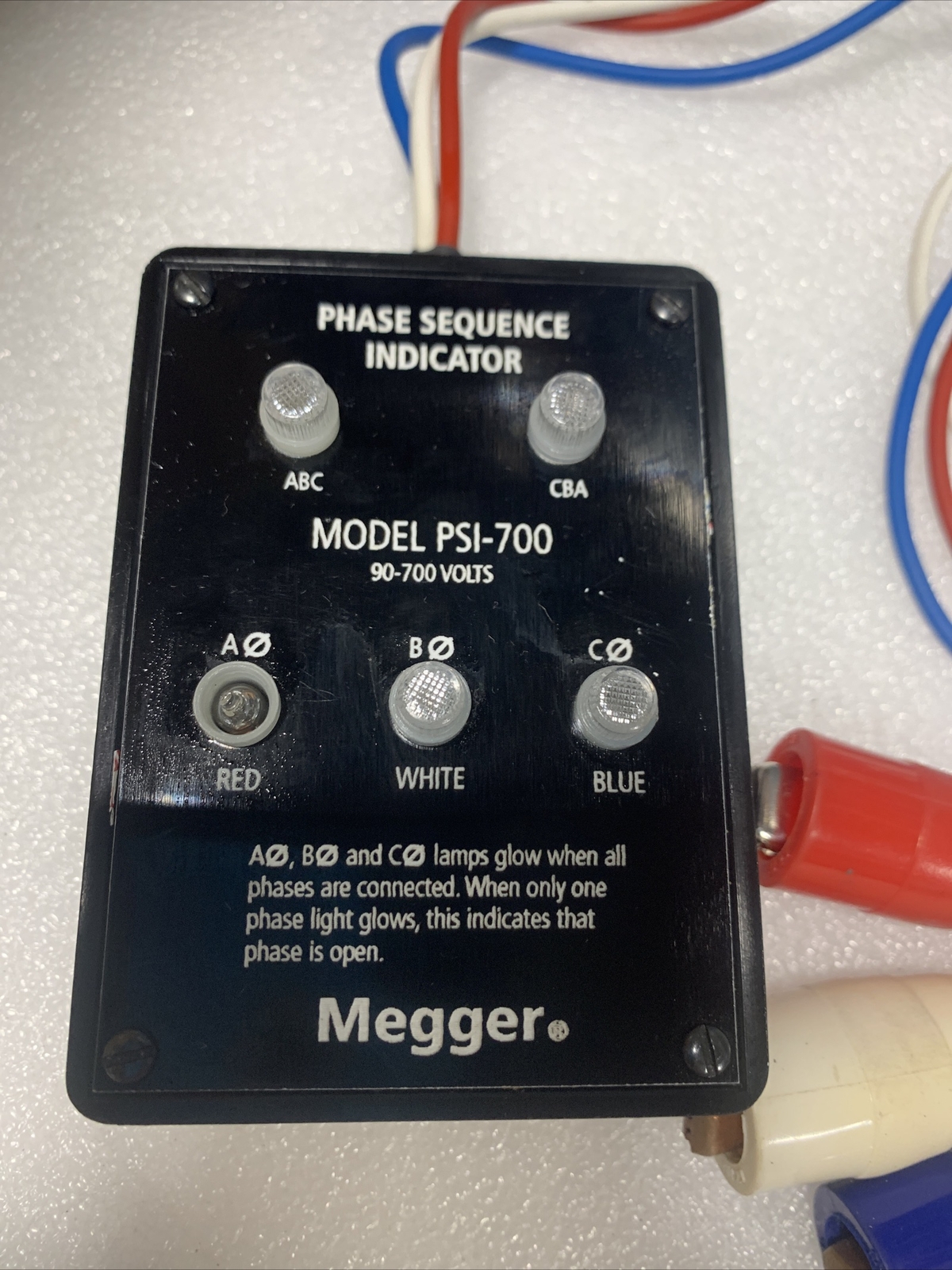 MULTI-VOLT Megger PSI-700 PHASE SEQUENCE ROTATION INDICATOR
