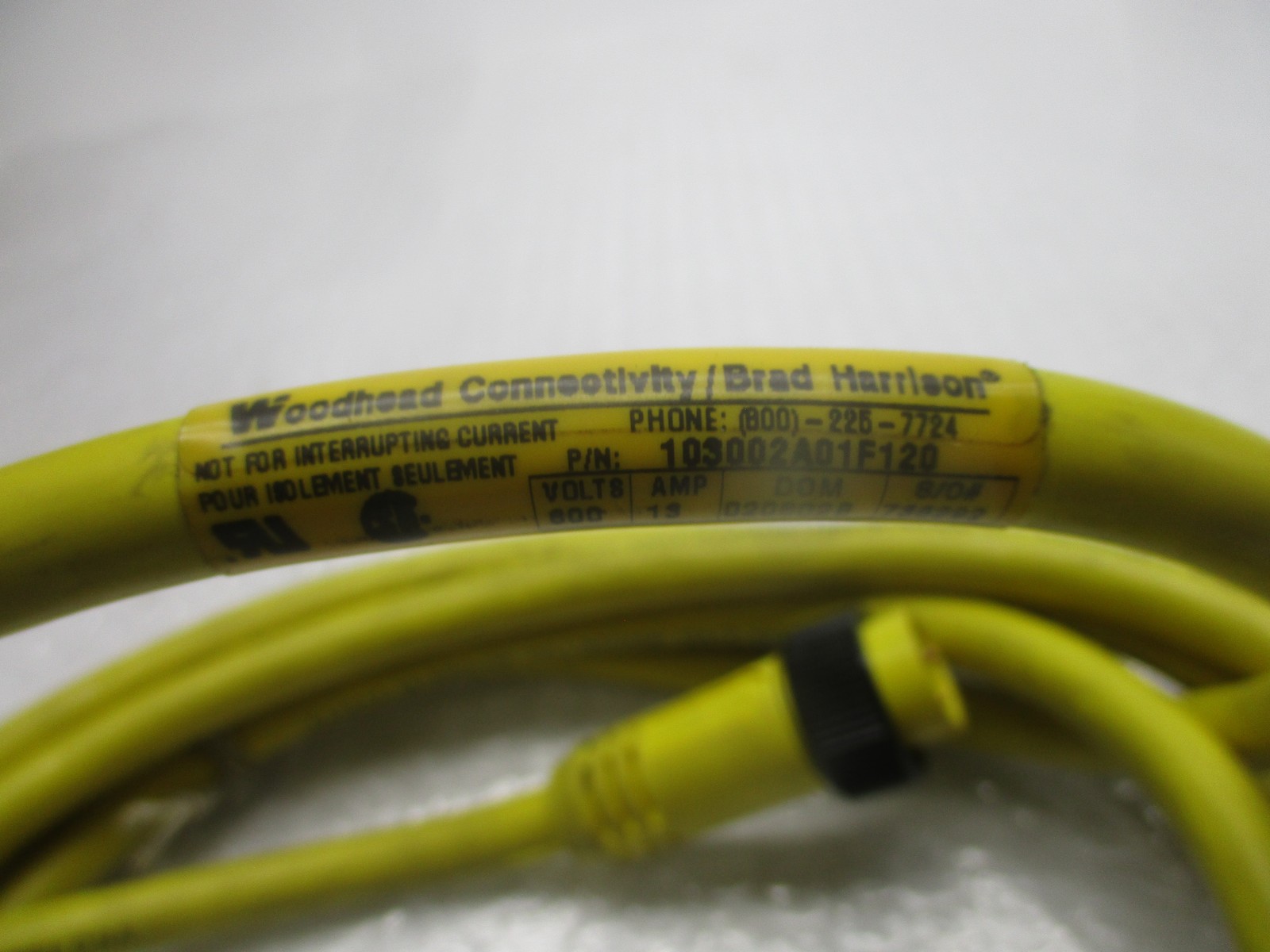 DANIEL WOODHEAD 103002A01F120 CONNECTOR CABLE NSNP