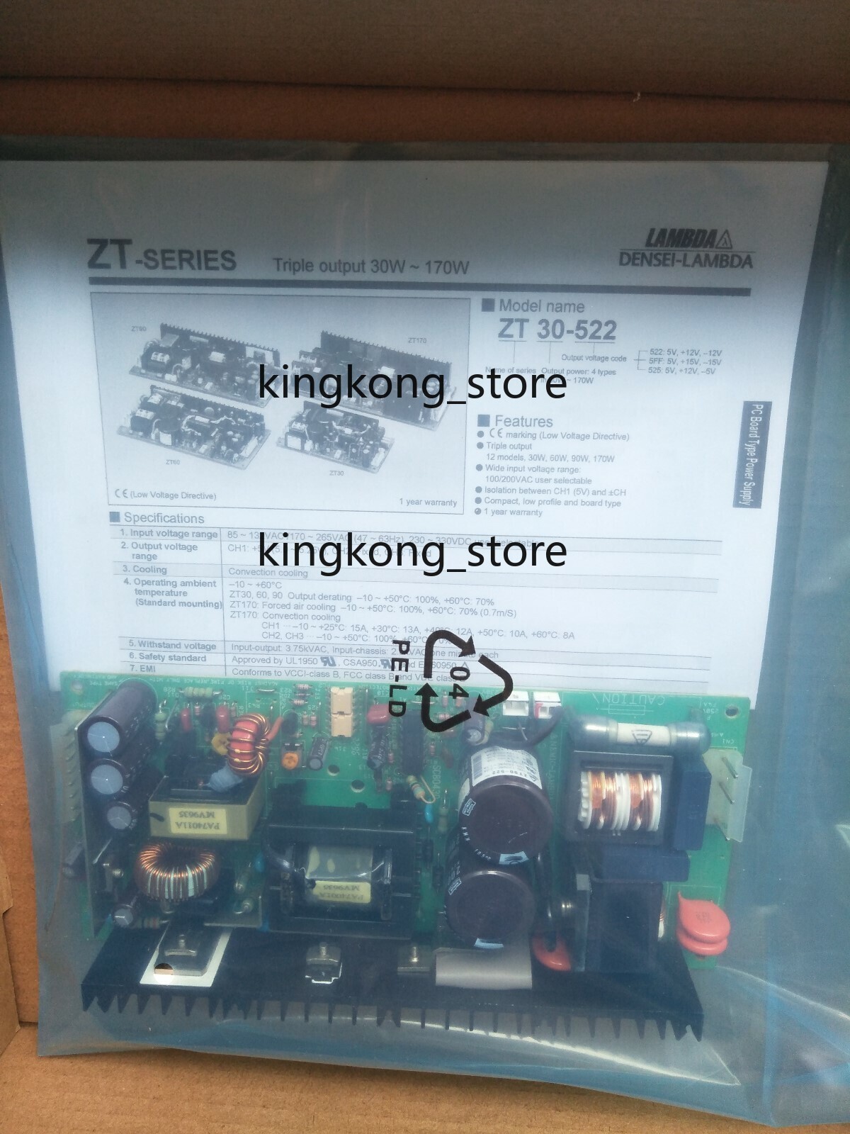 ZT90-522 ZT-SERIES LAMBDA DENSEI-LAMBDA TDK AC-DC Power Supplies Open Frame Type
