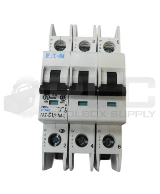 NEW EATON FAZ-C1/3-NA-L CIRCUIT BREAKER 1A 3P 240VAC