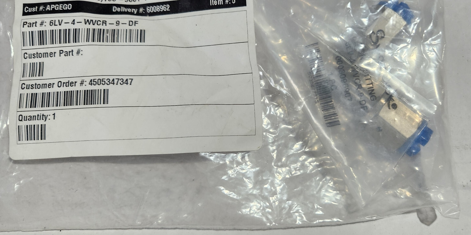 NEW Swagelok 6LV-4-WVCR-9-DF FITTING 316L VAR WELDED VCR FACE SEAL 1/4IN FEMALE