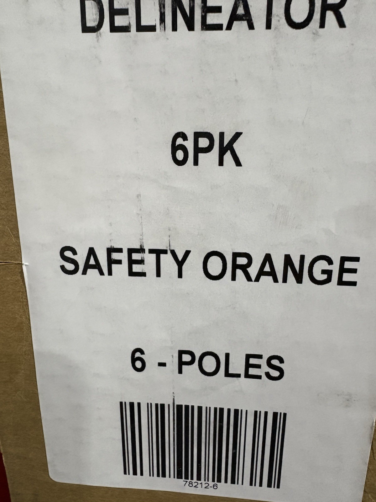 QTY 6-Delineator Posts NO Base, Hdpe, 10 Lbs, Orange, 47.5 x 6