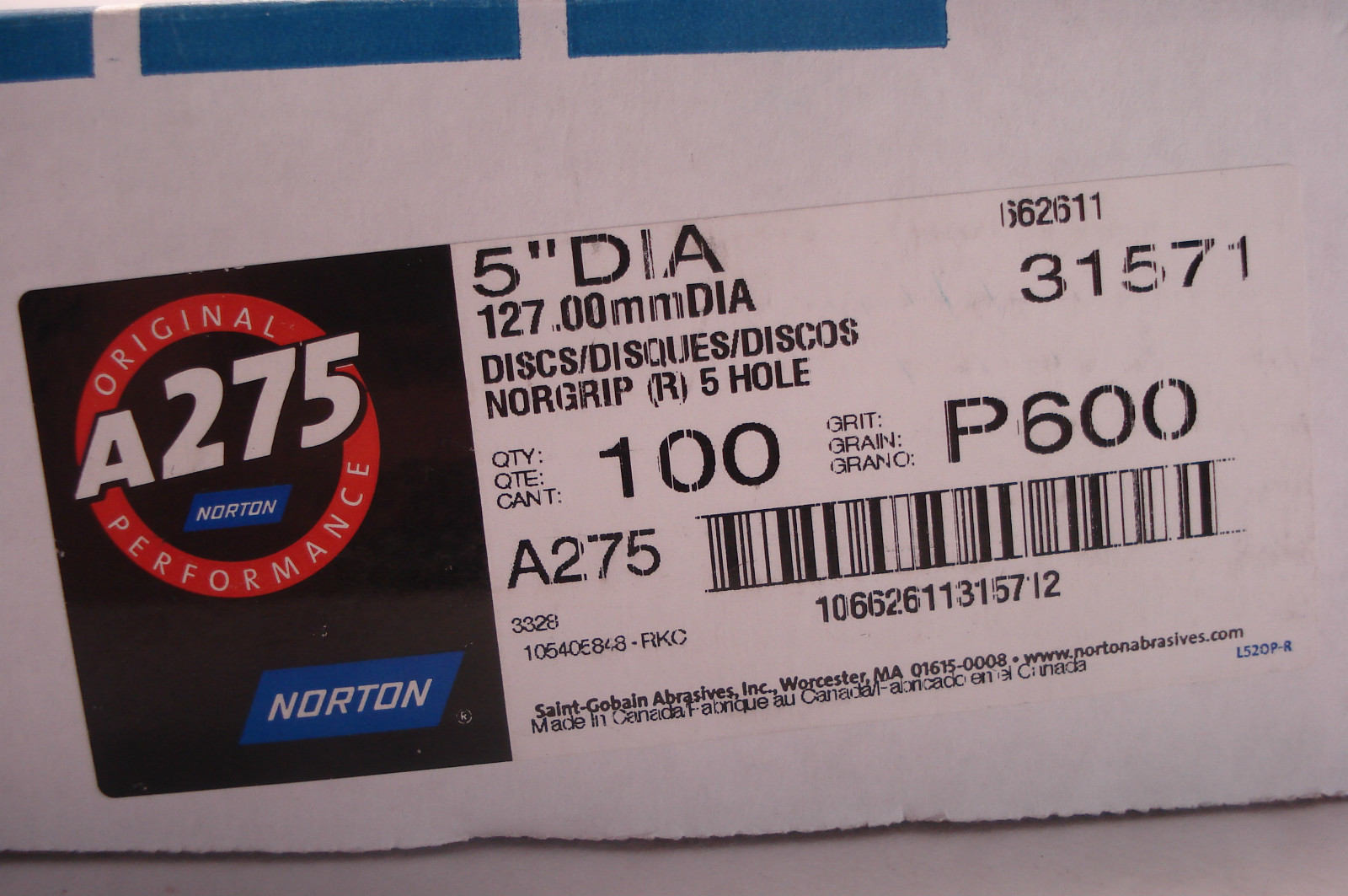 NEW NORTON P-600 5” DIA DANDING DISC 31571 QTY:100
