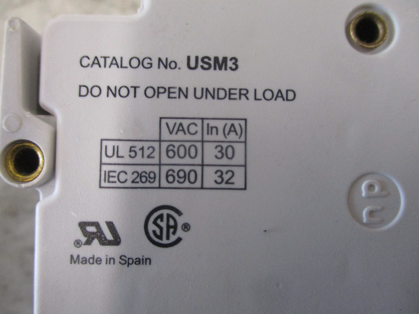 Gould Ultrasafe Fuseholder USM3 30A 600V 3P Used