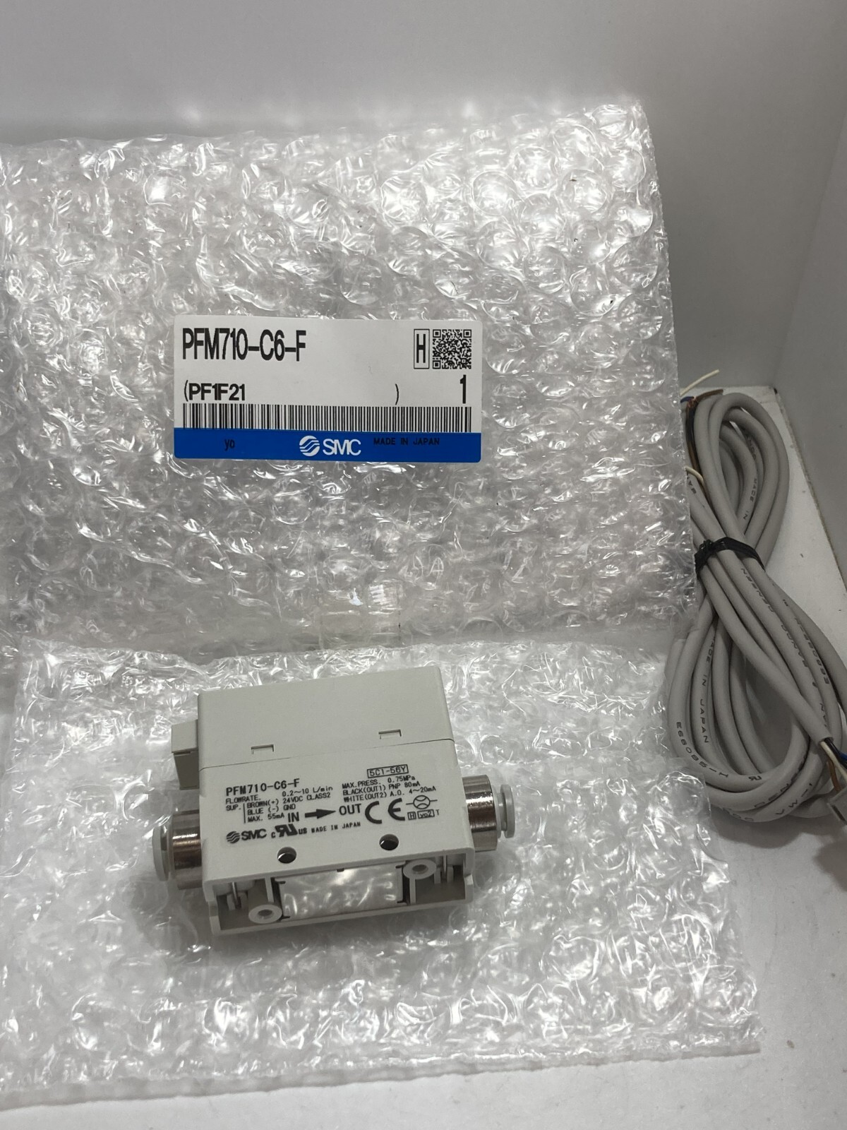 SMC PFM710-C6-F DIGITAL FLOW SWITCH 24VDC 2 COLOR DISPLAY 0.2-10 L/MIN NIB