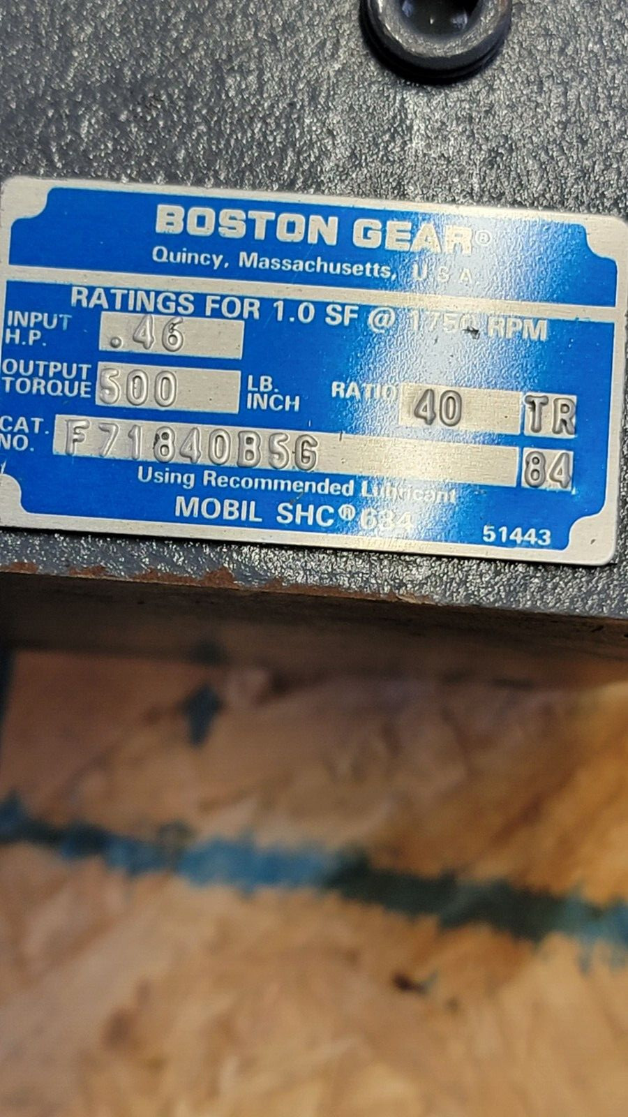 Boston Gear F718-40-B5-G Gear Reducer F71840B5G 40:1 1.0 SF @ 1750 RPM NEW OTHER