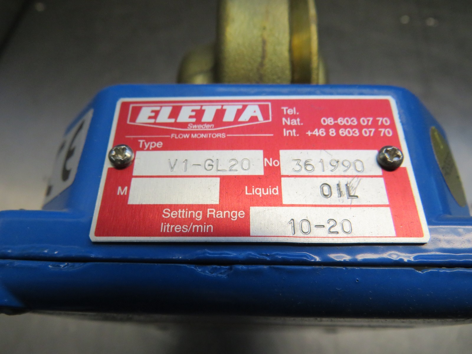 Eletta V1-GL20 Flow Monitor Oil 10-20 Liters/Min 3/4″npt