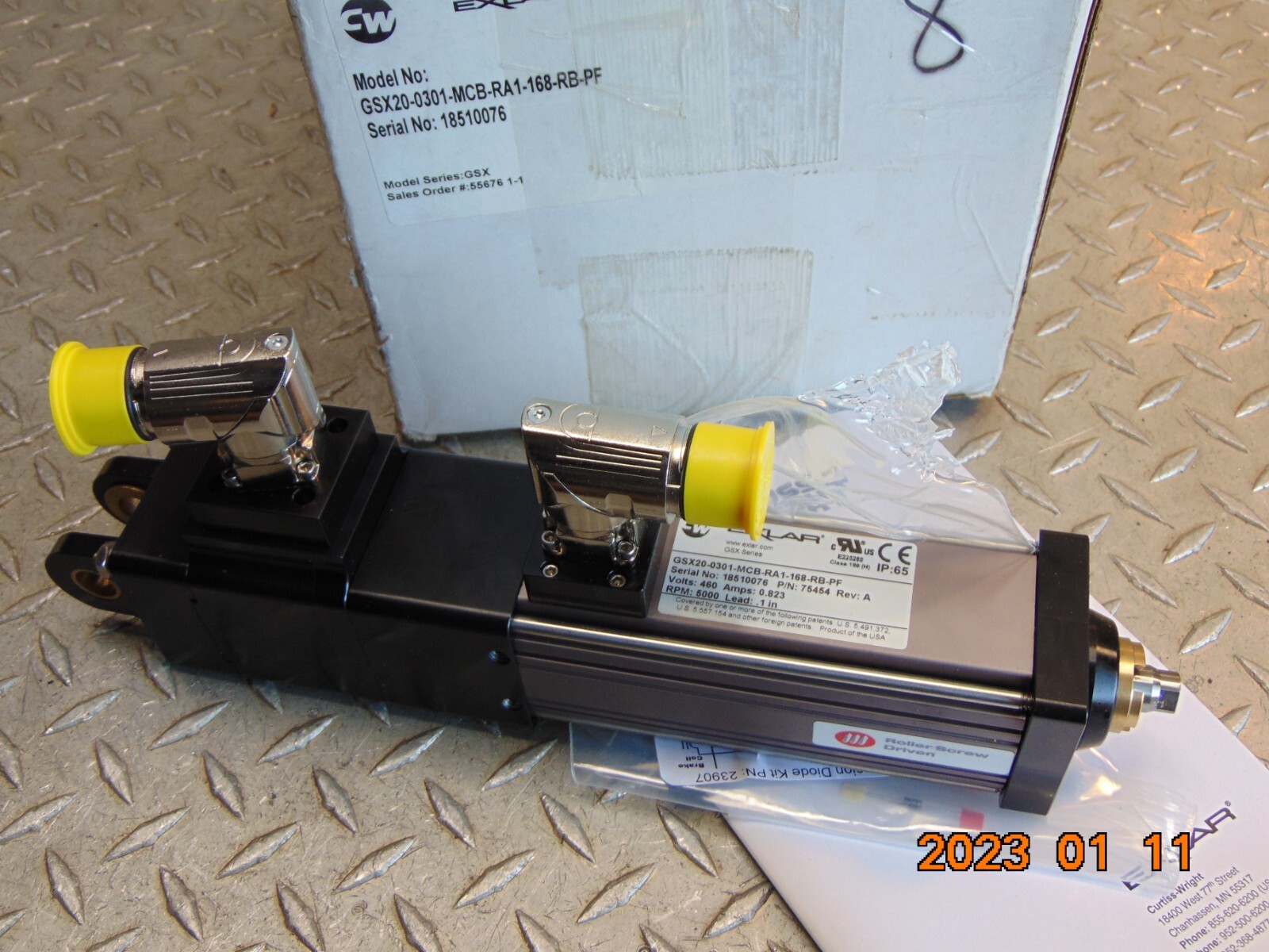 EXLAR GSX20-0301-MCB-RA1-168-RB-PF LINEAR ACTUATOR 2″ FRAME 3″ STROKE .1″ LEAD