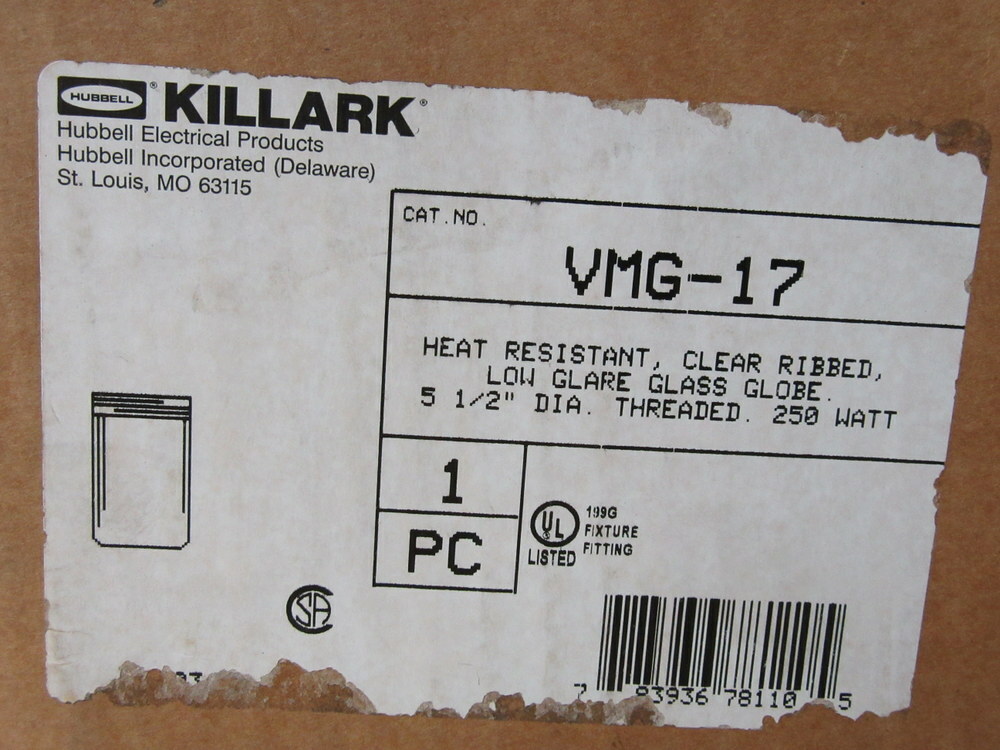 Hubbell Killark VMG-17 Low Glare Glass Globe VMG17