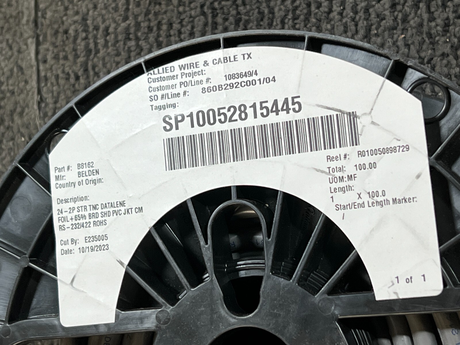 BELDEN B8162 Computer Cable for EIA RS-232/422 & Digital 2 FS PR 24 AWG 100 ft