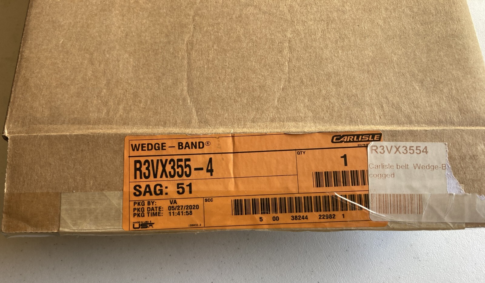 Timken Carlisle Power Wedge Cog Band 4 Band Cogged V Belt R3VX355-4 USA Made