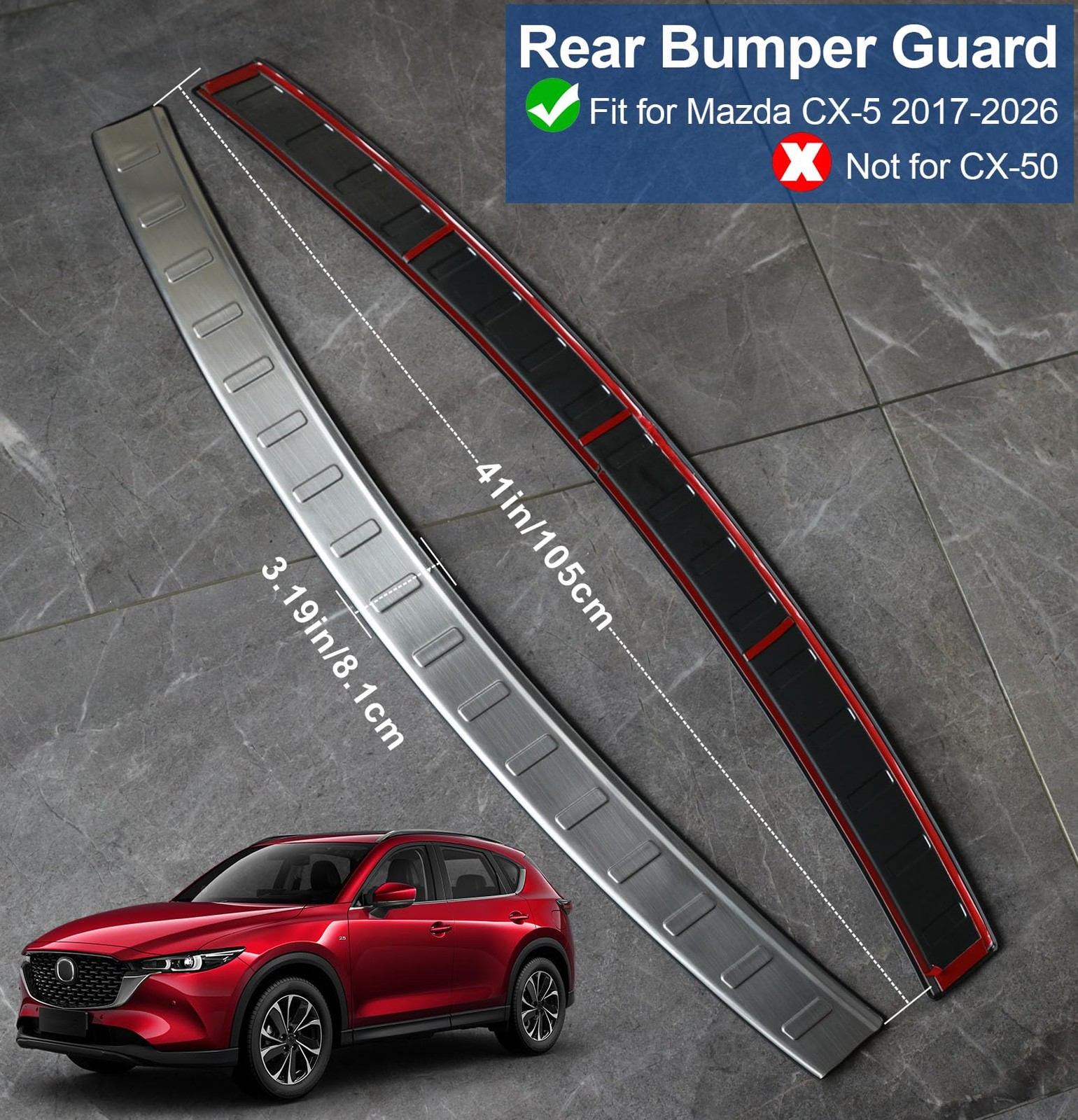 Birbenben Rear Bumper Guards for 2017-2025 Mazda CX-5, 304 Stainless Steel Ma…