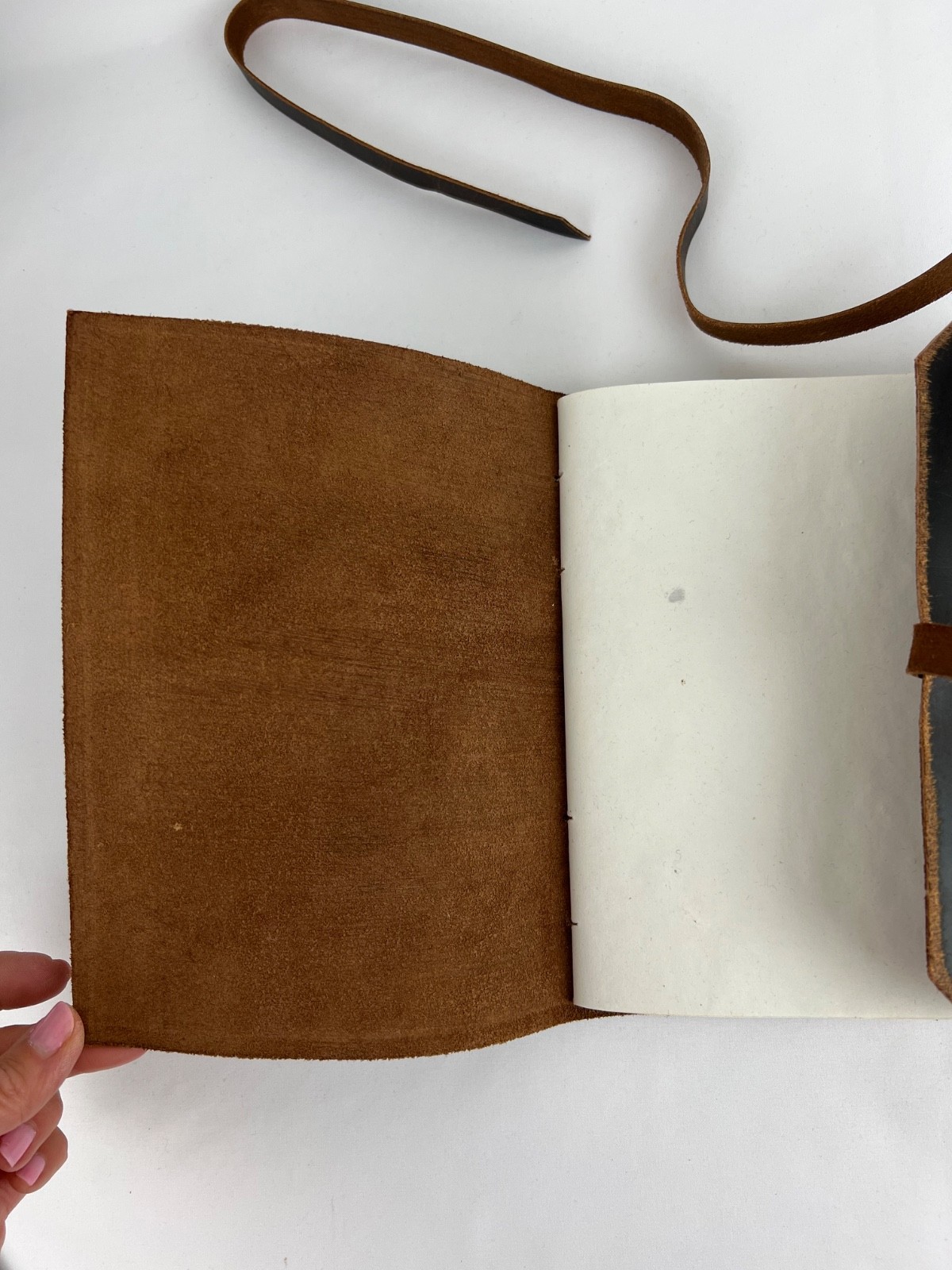 Leather Bound Journal w/Flap & Strap Closure 100 Antique Paper Tied Sheets