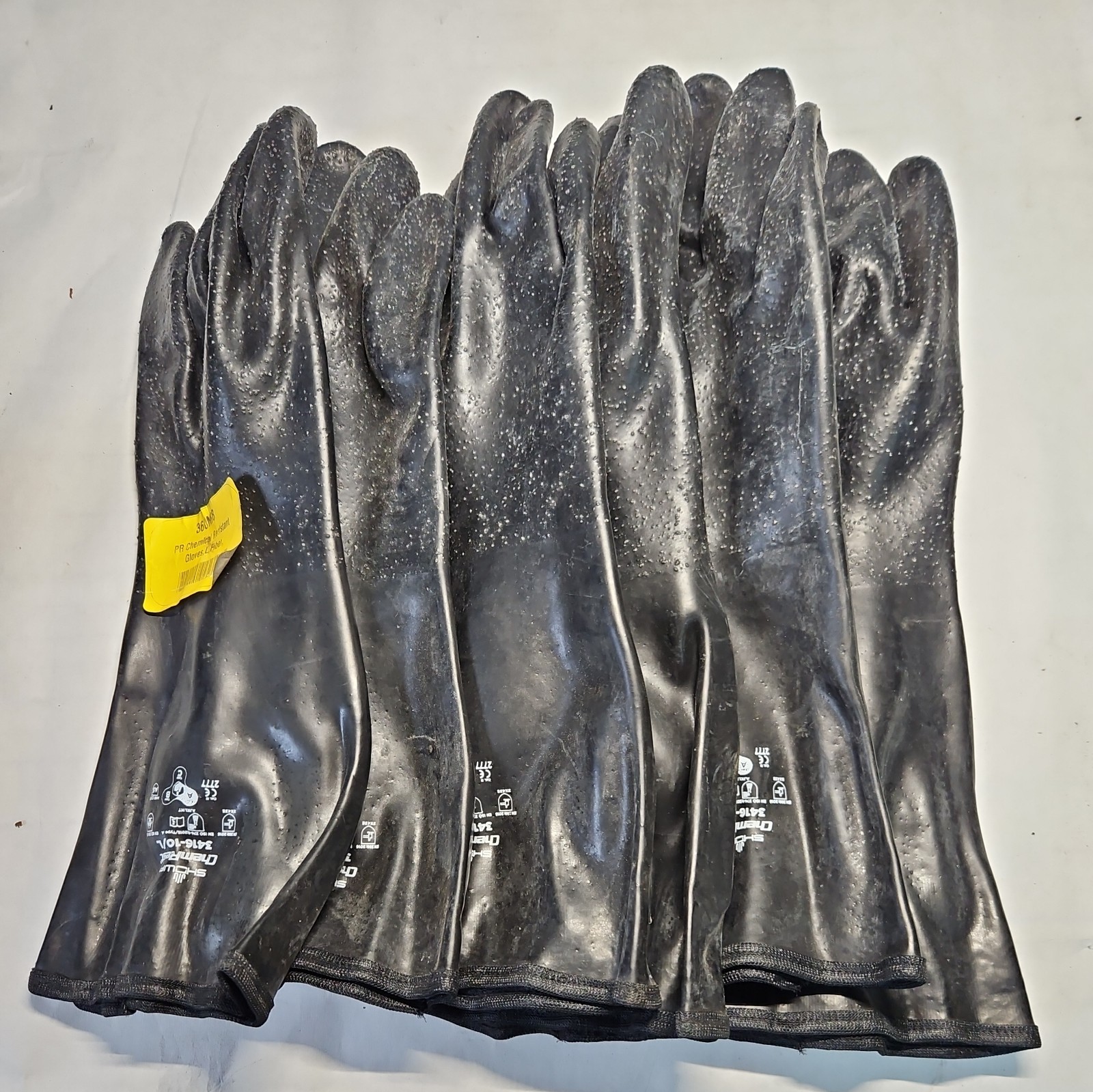 3 Pack SHOWA 3416-10/L Chemical Resistant Gloves,Fiber, Cut level 5 size large