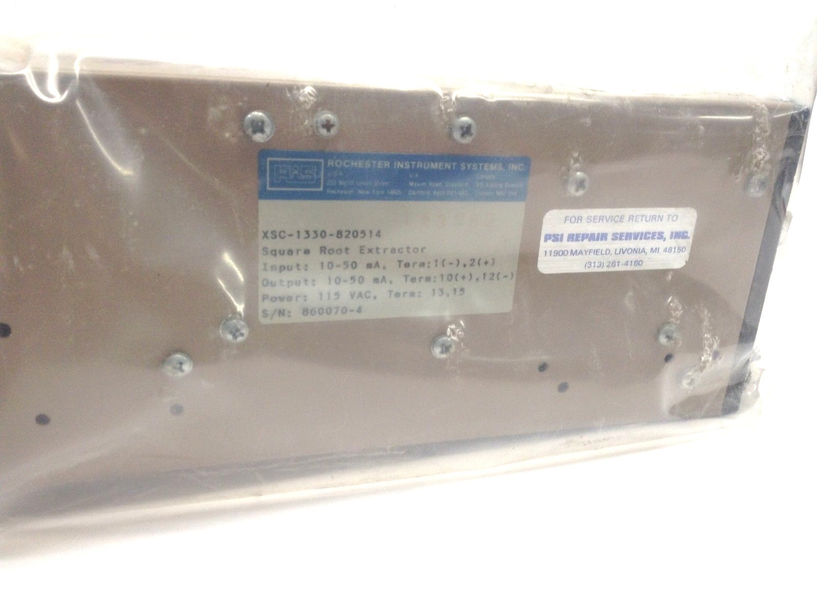 Rochester Instrument Systems RiS XSC-1330-820514 Square Root Extractor 115 VAC