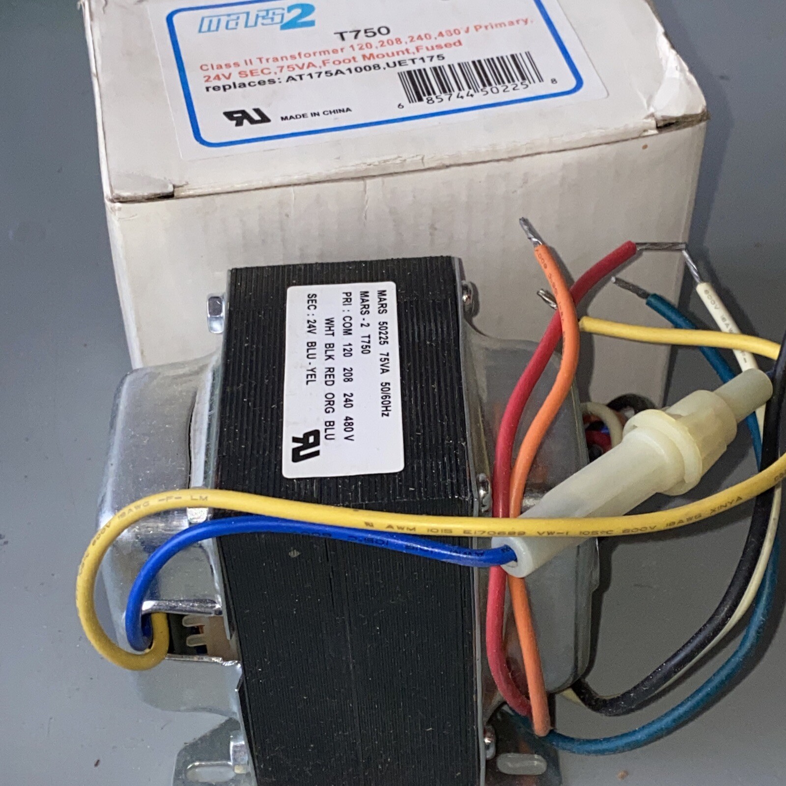 MARS T750 INTERSTATE ELECTRIC CONTROL TRANSFORMER 50225 75VA SEC 24V, New, TEC