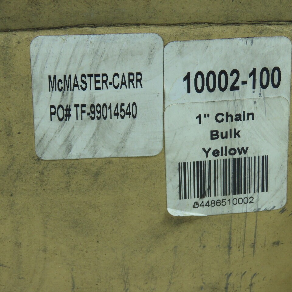 McMasterCarr 10002-100 #3 1″ Bulk Yellow Plastic Chain 100′ Long