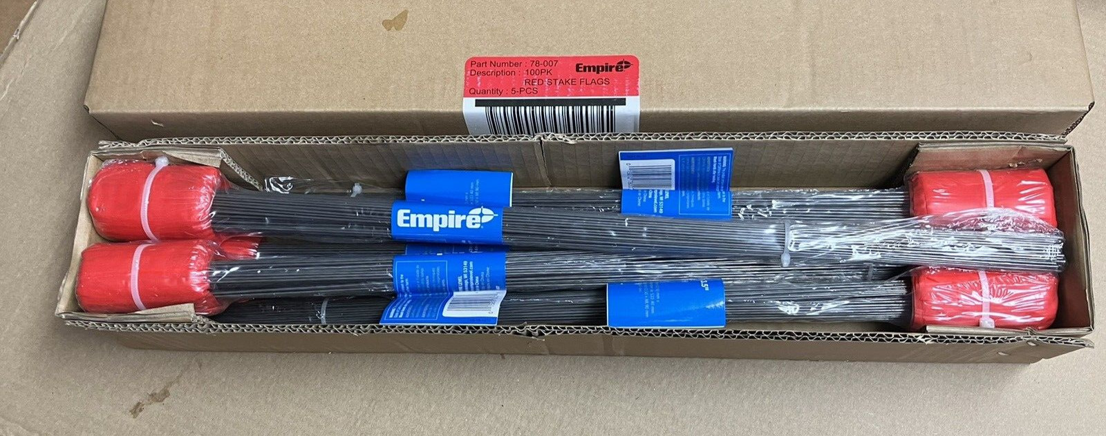 Empire 2.5″ x 3.5″ RED Stake Flags 21″ Stem Factory Case of 500 Part # 78-007