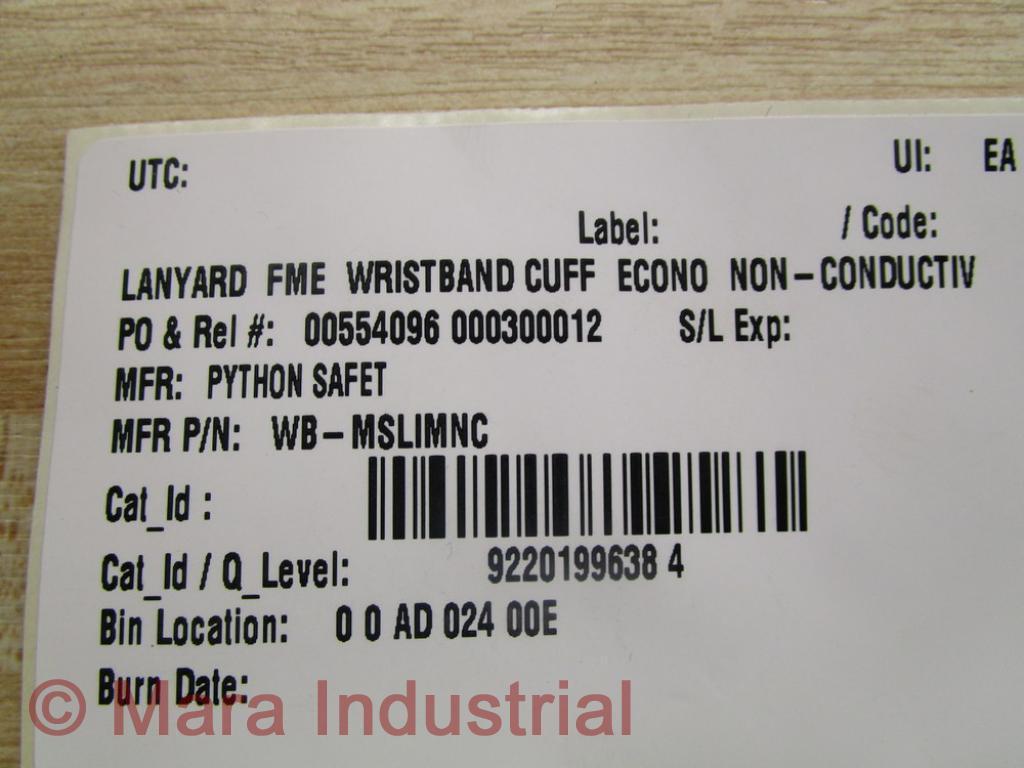 Python Safety WB-MSLIMNC Lanyard FME Wristband Cuff (Pack of 15)