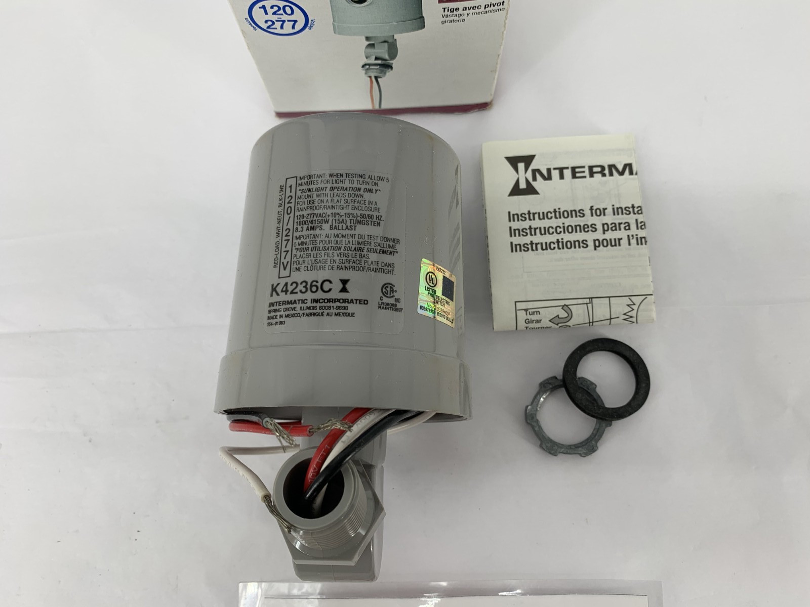 Intermatic K4236C Thermal Photocontrol Stem & Swivel Mount 120/277VAC 1800-4150W