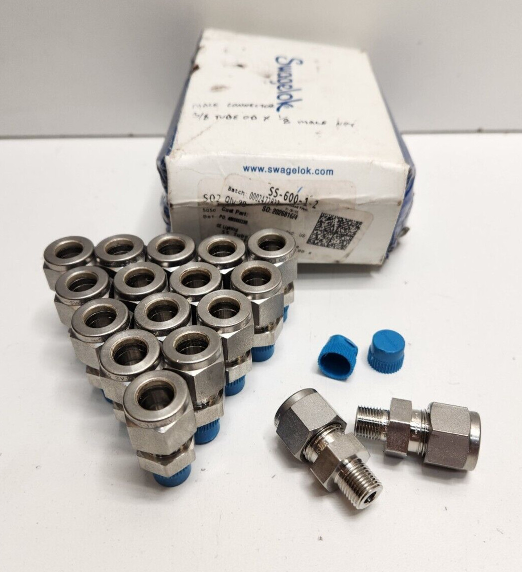 LOT OF 17 NEW OLD STOCK! SWAGELOK 3/8″ TUBE X 1/8″ MNPT CONNECTORS SS-600-1-2