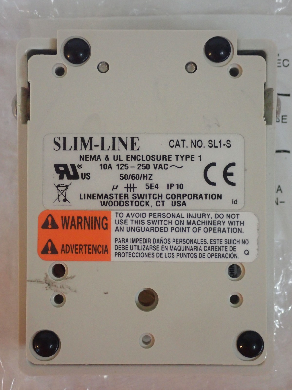 NEW LINEMASTER SWITCH CO SLIM-LINE SL1-S FOOT PEDAL
