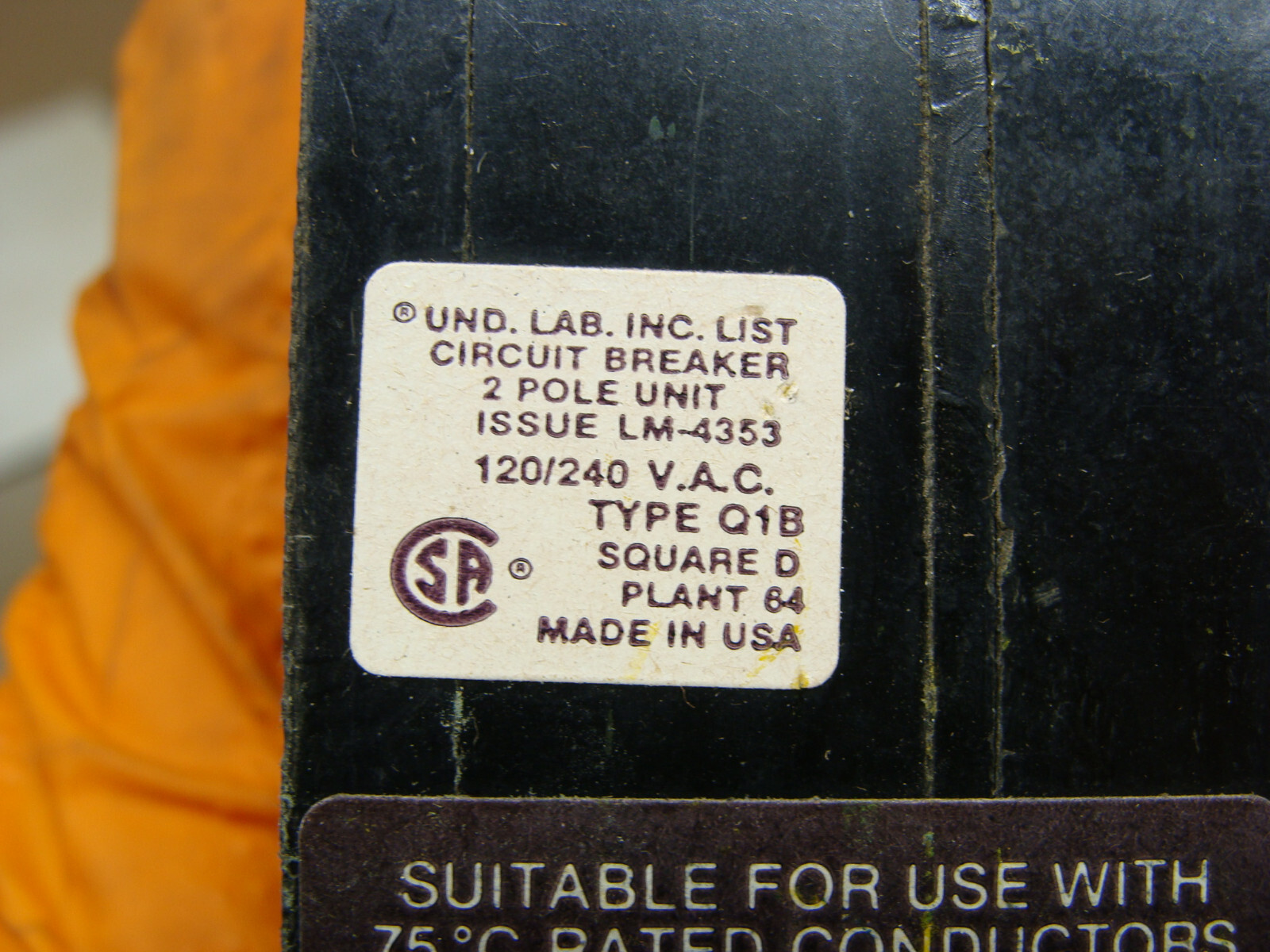 SQUARE D Q1B280 CIRCUIT BREAKER 2P 120/240VAC 80A