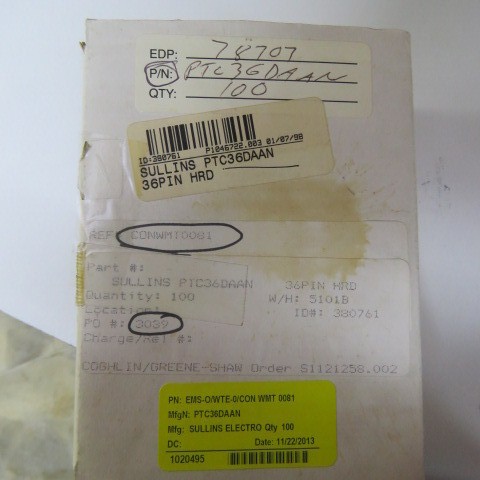 SULLINS ELECTRONICS CORPORATION PTC36DAAN Qty of 50 per Lot CONN TH HDR 72PIN