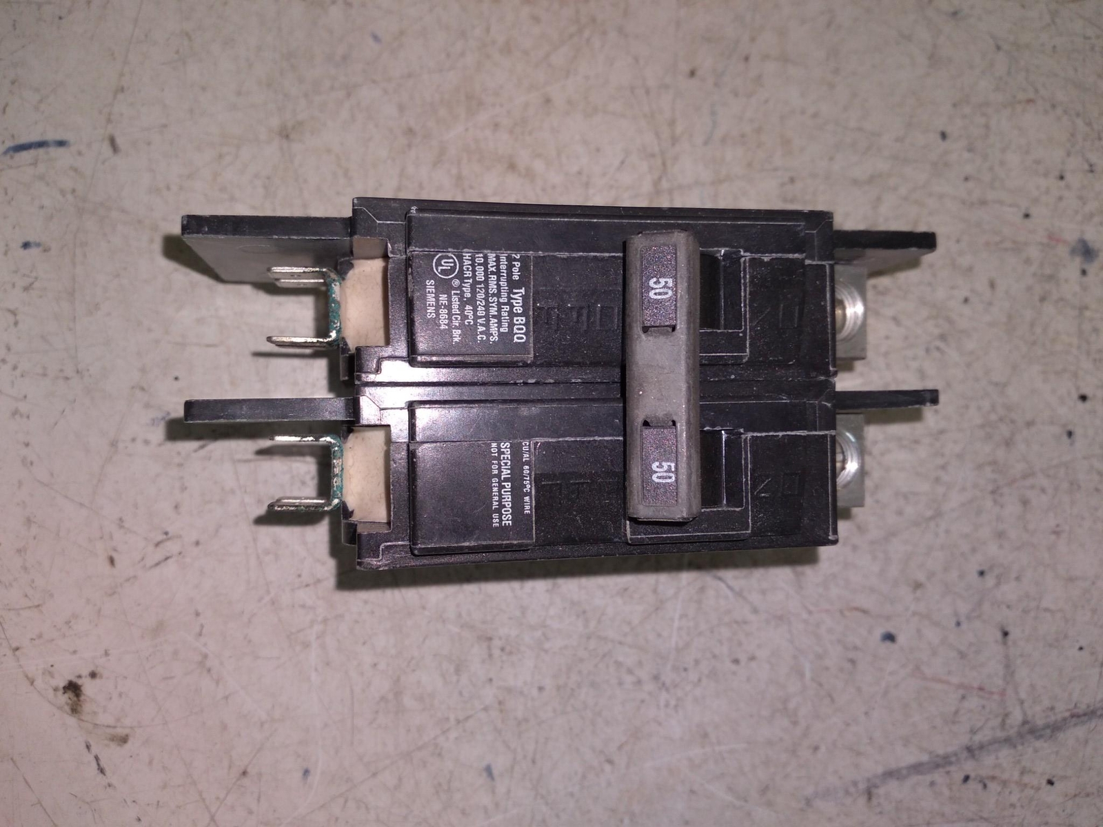 SIEMENS BQQ 10000AMPS 120/240VAC I-T-E 50 Amp 2-Pole Circuit Breaker BQQ