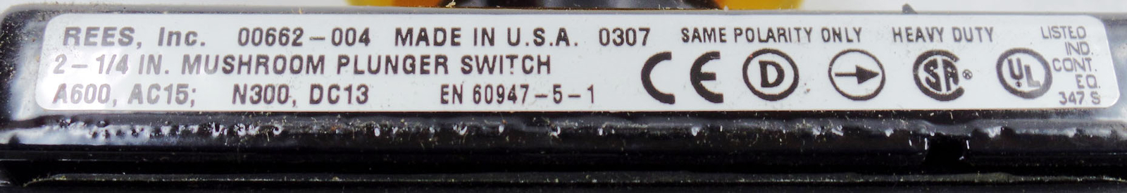 NEW REES 00662-004 MUSHROOM PLUNGER 2 1/4 INCH CONTACT RATING: 1.1/6 120A *READ*