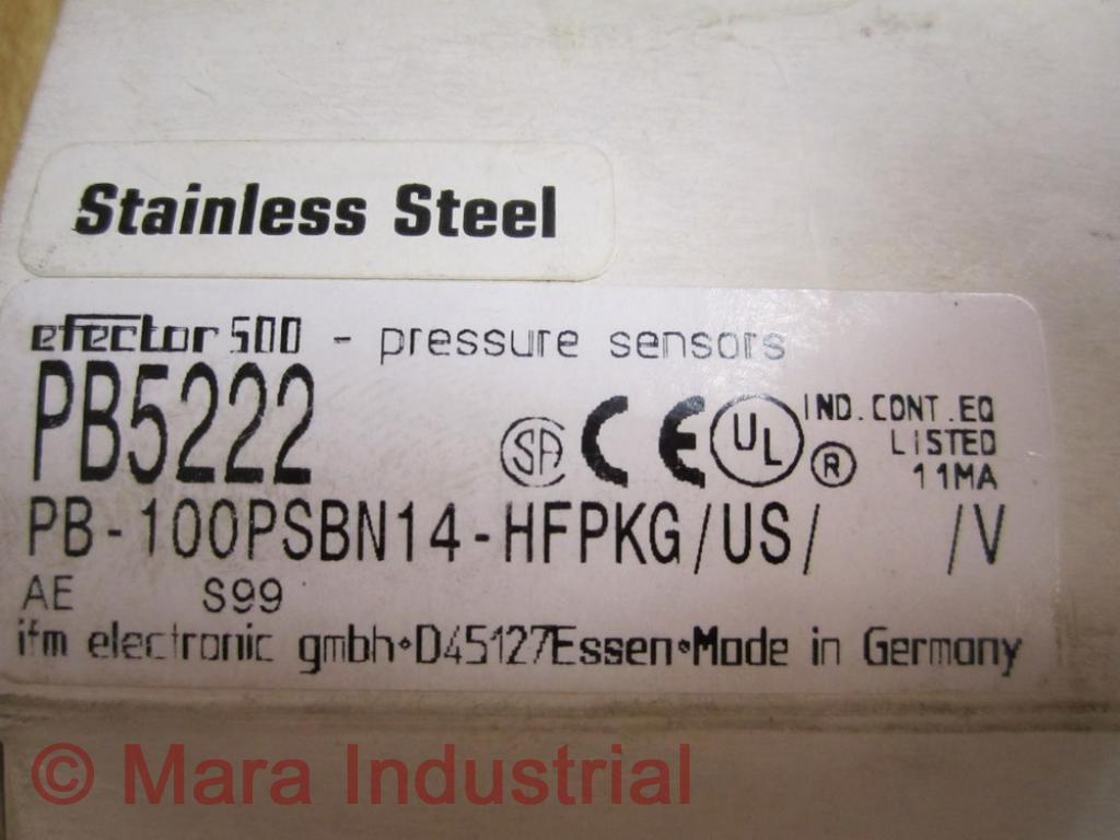 IFM Efector PB5222 Pressure Switch PB-100PSBN14-HFPKG/US/ /V