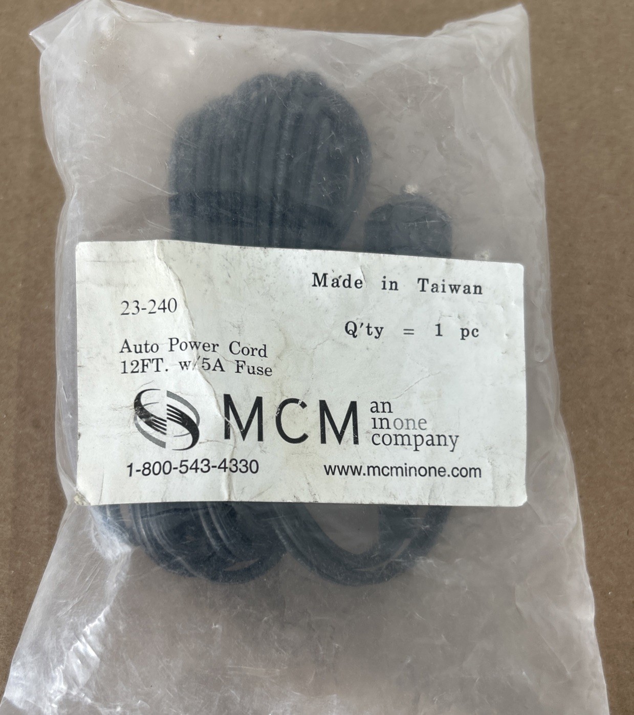 NEW MCM 23–2 40 Auto Power Cord 12 Feet W/5 A Fuse Made In Taiwan