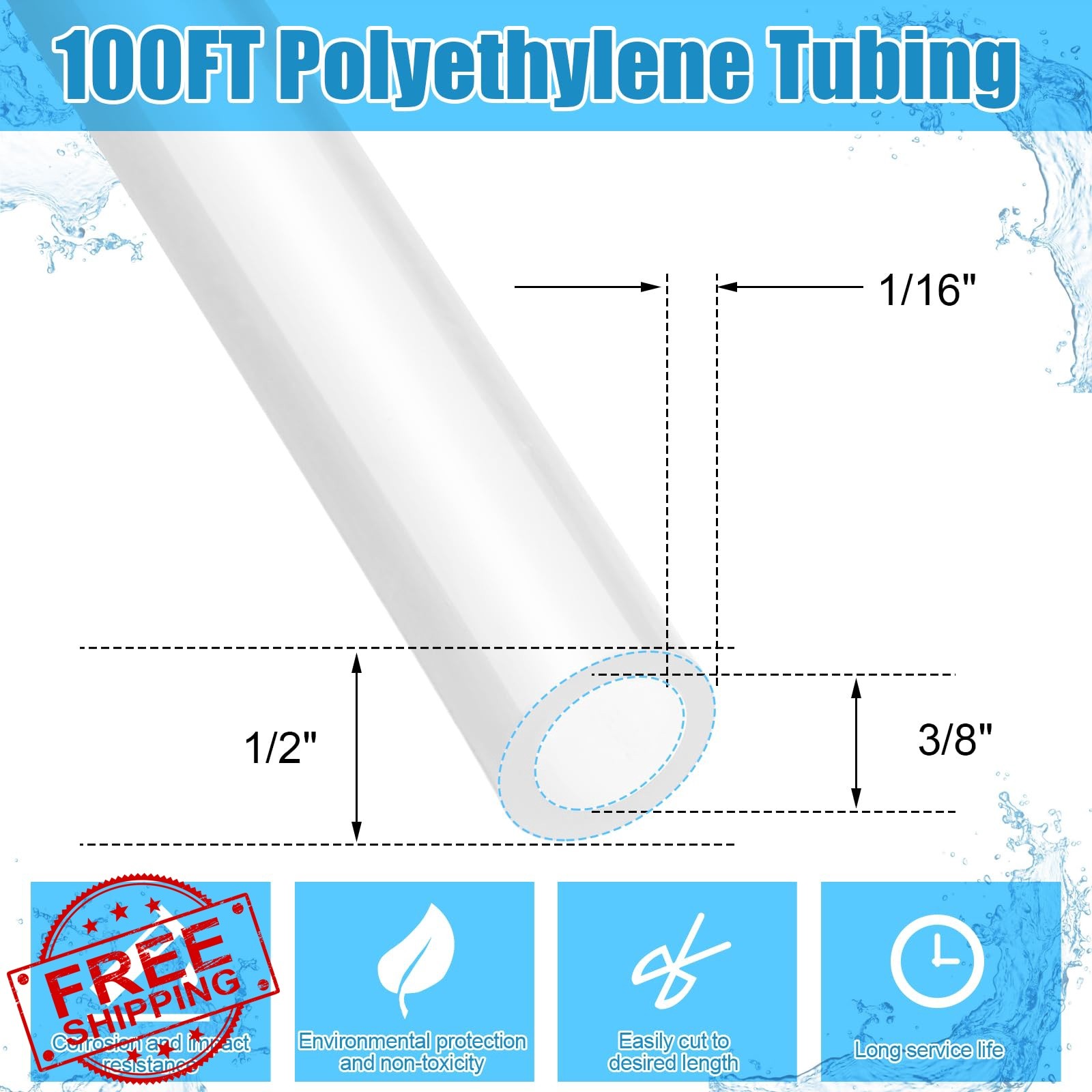 Nuanchu Polyethylene Tubing 1/2″OD 3/8″ID White