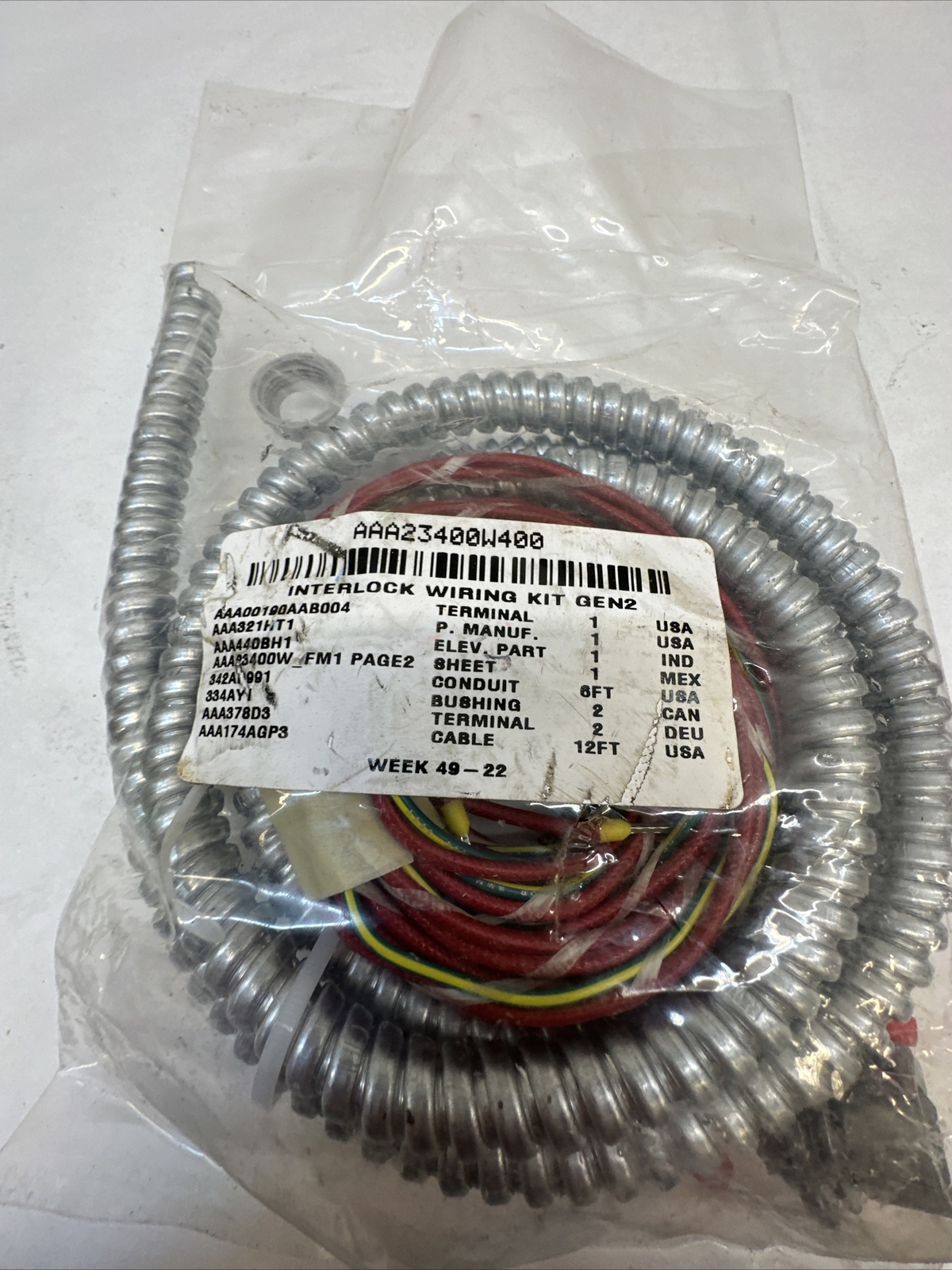 New Otis Elevator AAA23400W400 GEN2 Interlock Wiring Kit Sealed Free Shipping