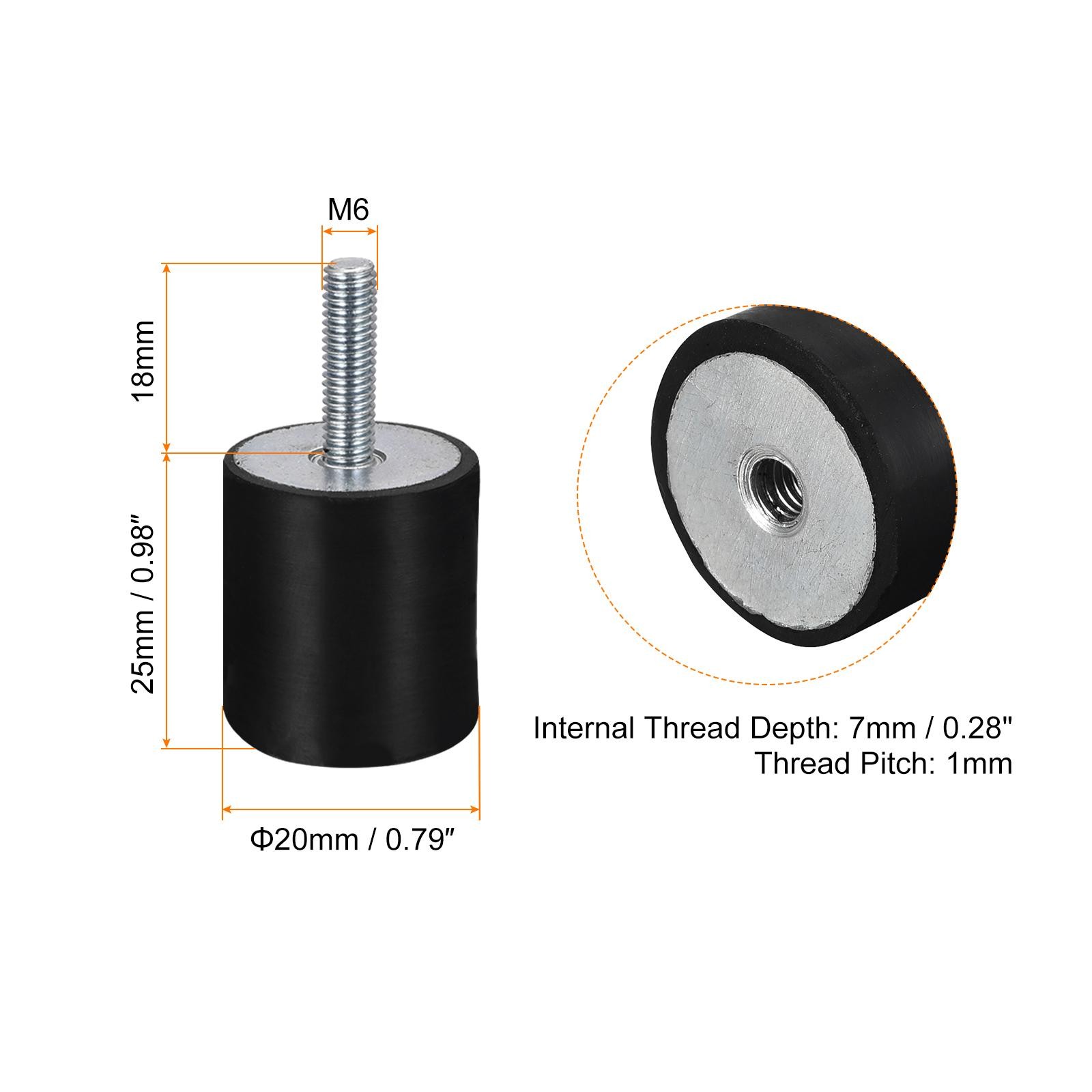 8pcs Rubber Mounts M6 Male/Female Vibration Isolator Shock Absorber D20mmxH25mm