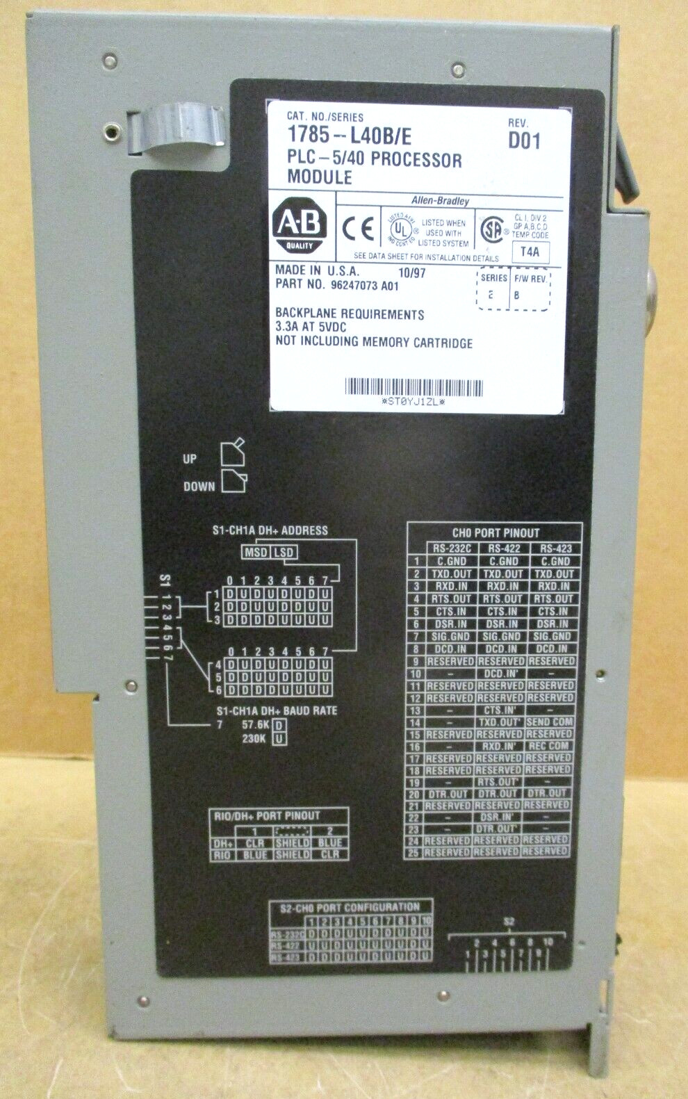 Allen-Bradley 1771-A1B 1771-P4S 1785-ENET PLC-5/40 48474DH